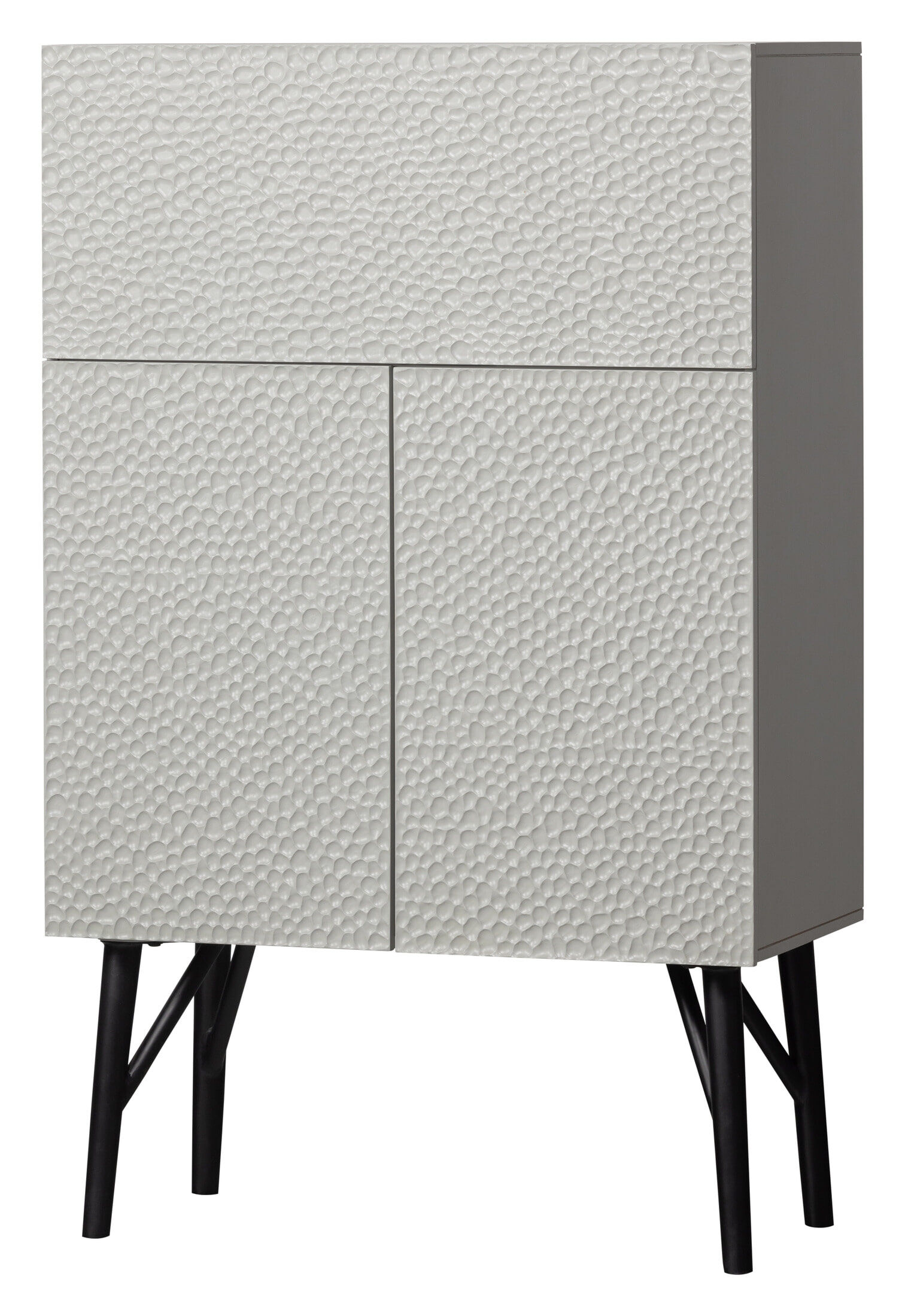 WOOOD Opbergkast Carved Mangohout, 146 x 90cm - Grijs - BePureHome - 8714713164905