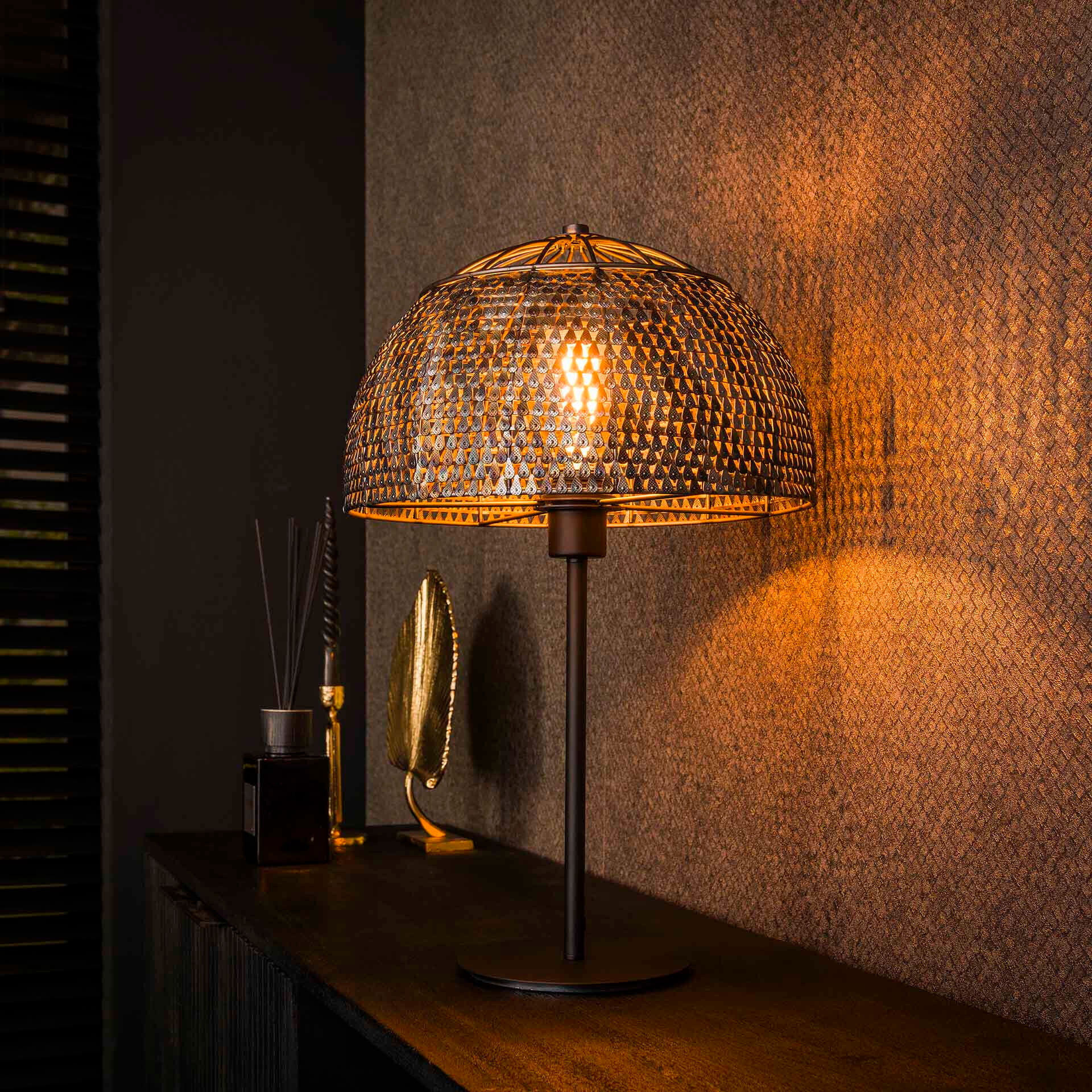 LifestyleFurn Tafellamp Stefen 55cm hoog - Zwart bruin - 9509522423430