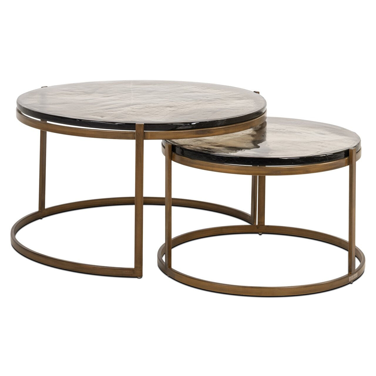 Richmond Ronde Salontafel Cleo Gegoten glas en ijzer, Set van 2 stuks - Goud - 8721009414804