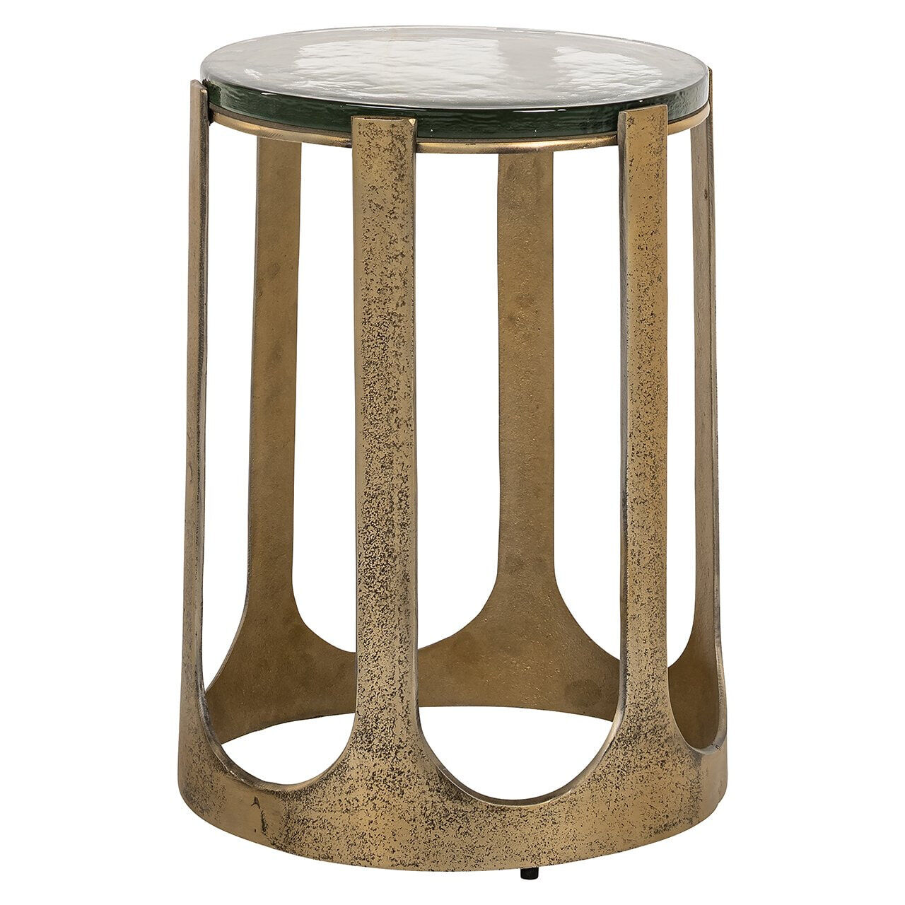 Richmond Ronde Bijzettafel Rixo Glas en brushed gold, 37cm - Goud - 8721009415368