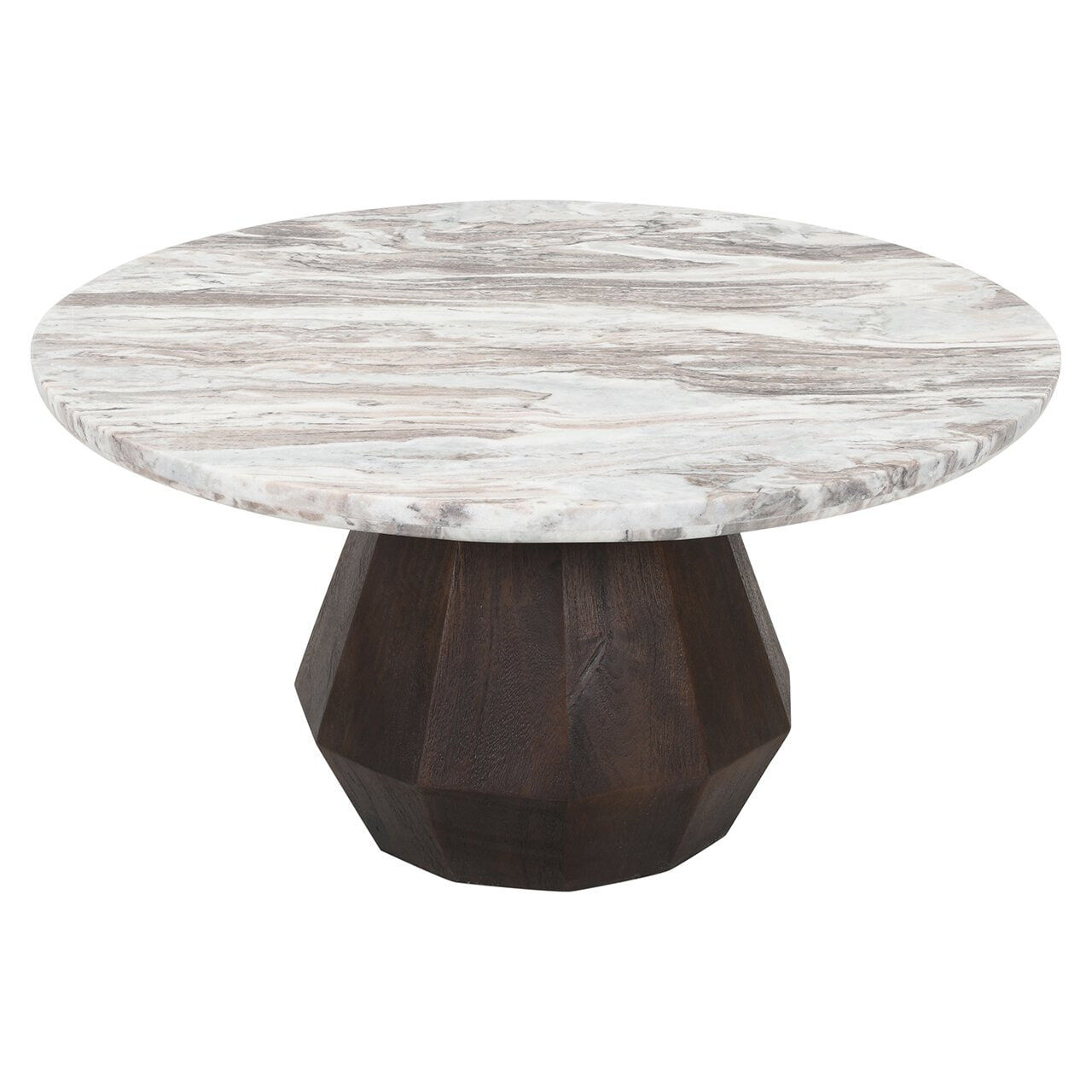 Richmond Ronde Salontafel Oberoy Marmer en mangohout, 80cm - Bruin - 8721009402610