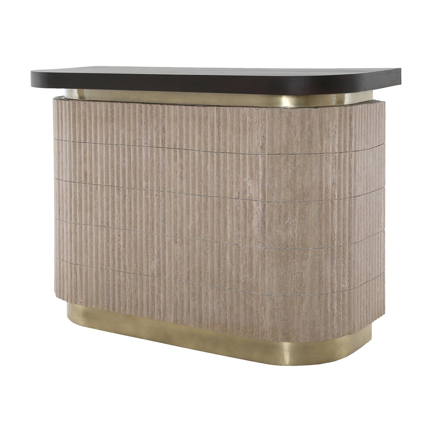 Richmond Bartafel Martini Travertin en hout, 140 x 60cm - Bruin - Ovaal - 8721009410745