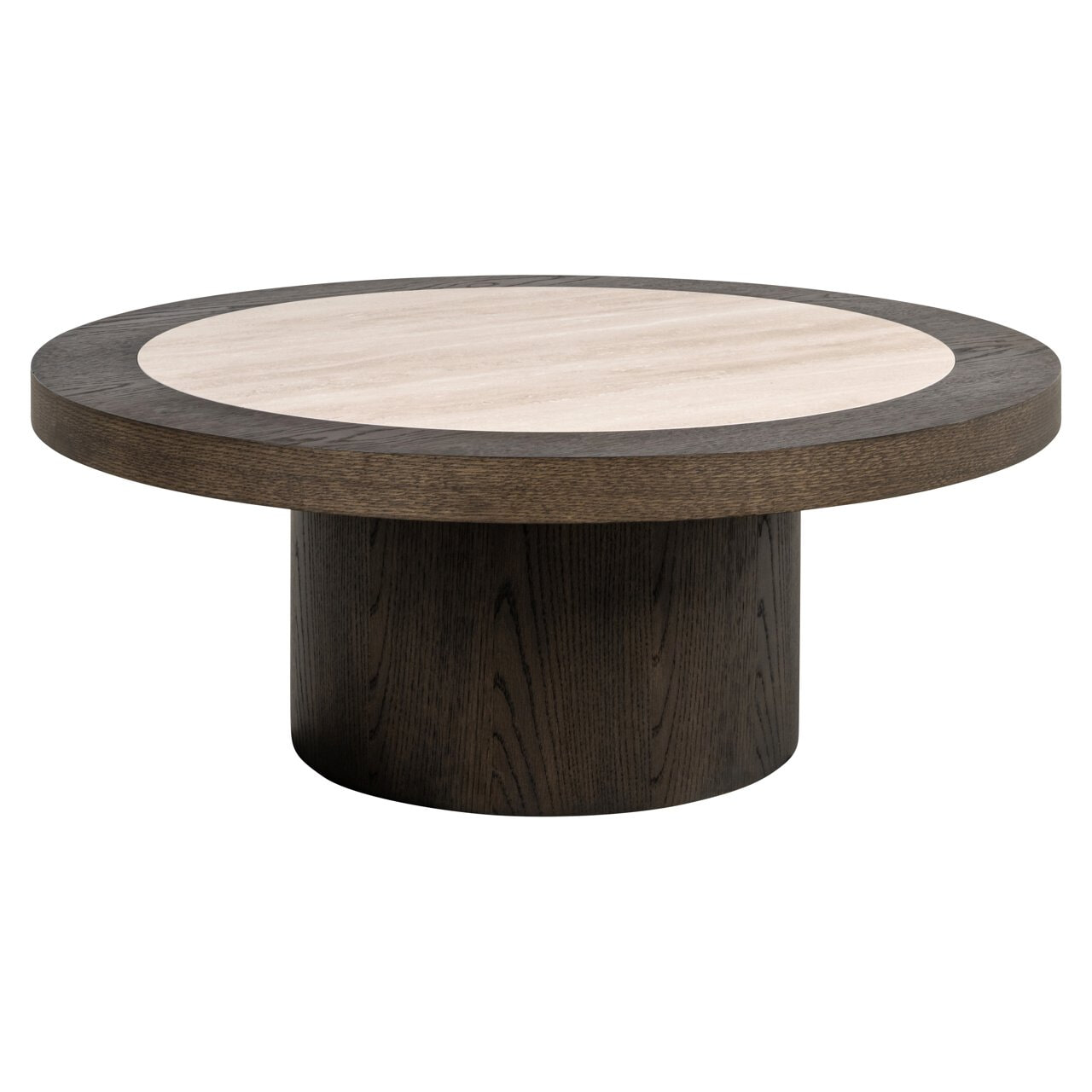Richmond Ronde Salontafel Nando Travertinlook en eiken, 100cm - Bruin - 8721009423271
