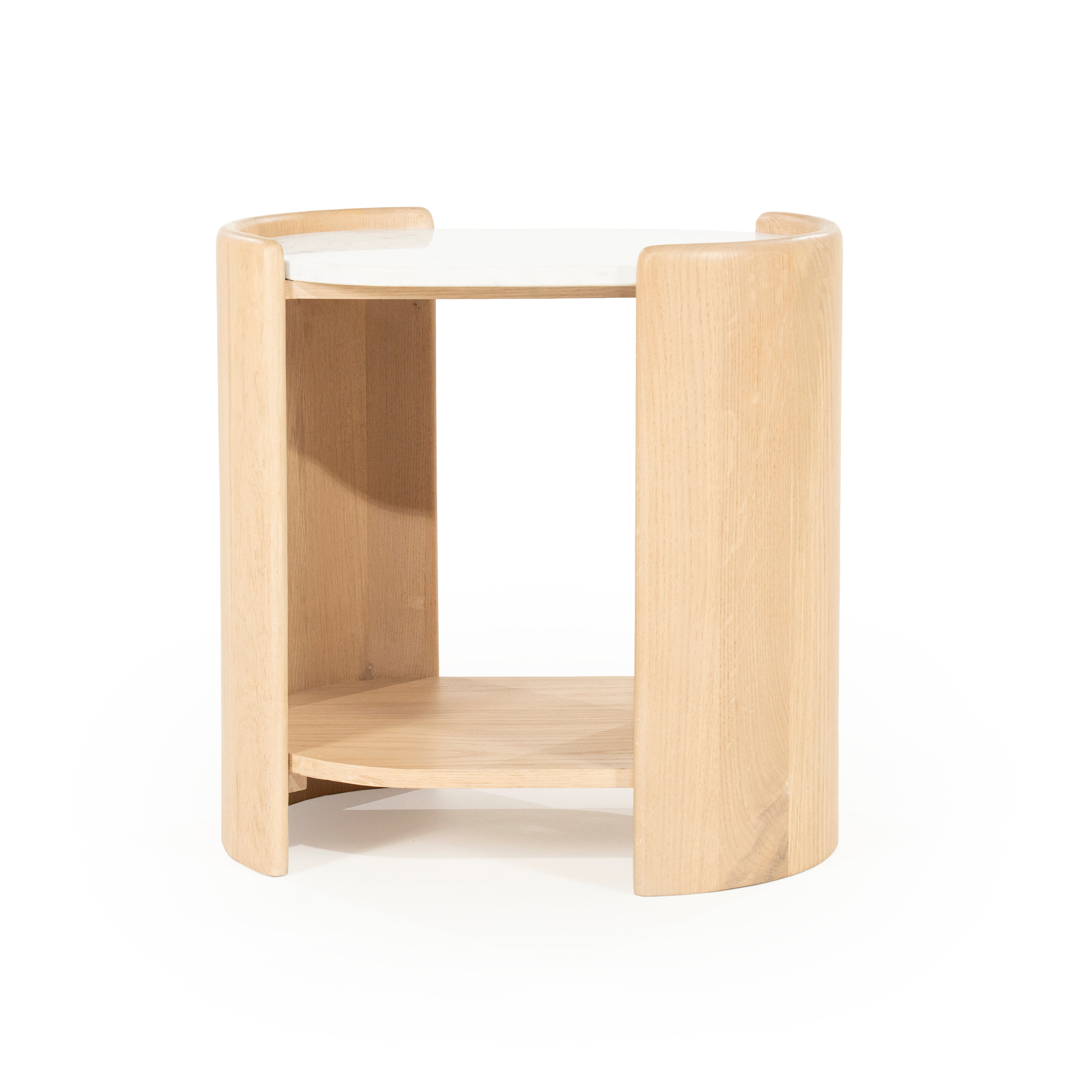 Eleonora Ovale Bijzettafel Don Marmer en eikenhout, 50 x 35cm - Naturel - Ovaal - 8719087032447