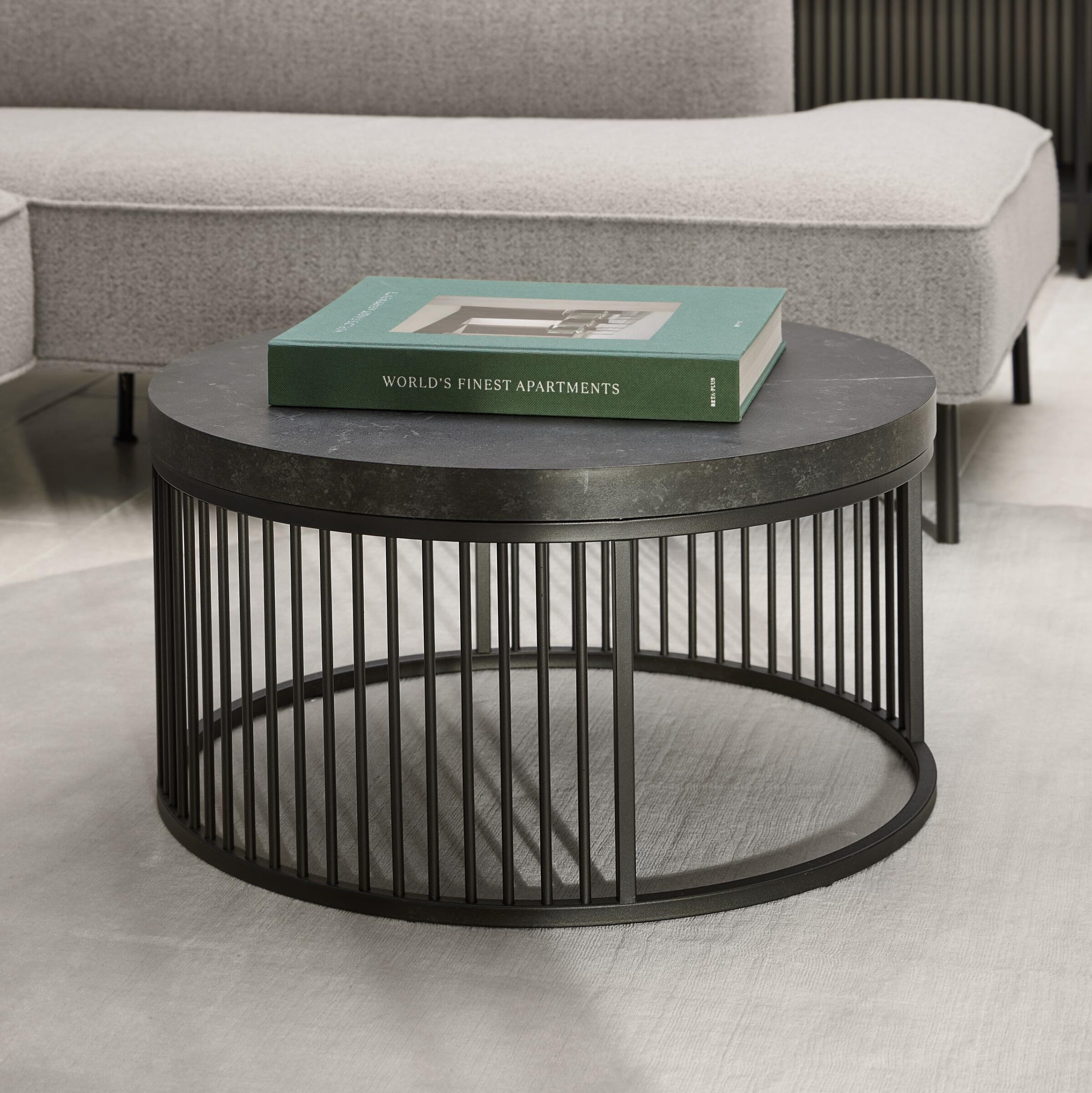 Bendt Ronde Salontafel Esme Marmerlook, 65cm - Zwart - 5713941366122