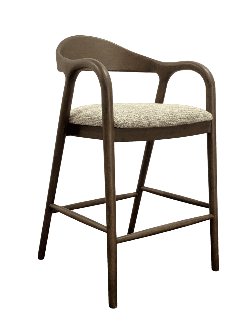 Richmond Barstoel Mihara Geweven stof en hout - Mocca (zithoogte 70cm) - 8721009422809