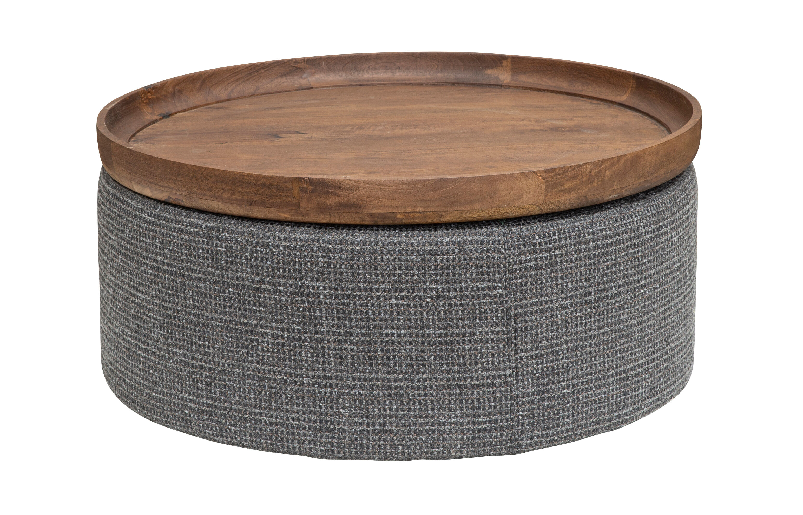 Tower Living Ronde Salontafel Ossana Mangohout en stof, 80cm - Grijs - 9503169945225