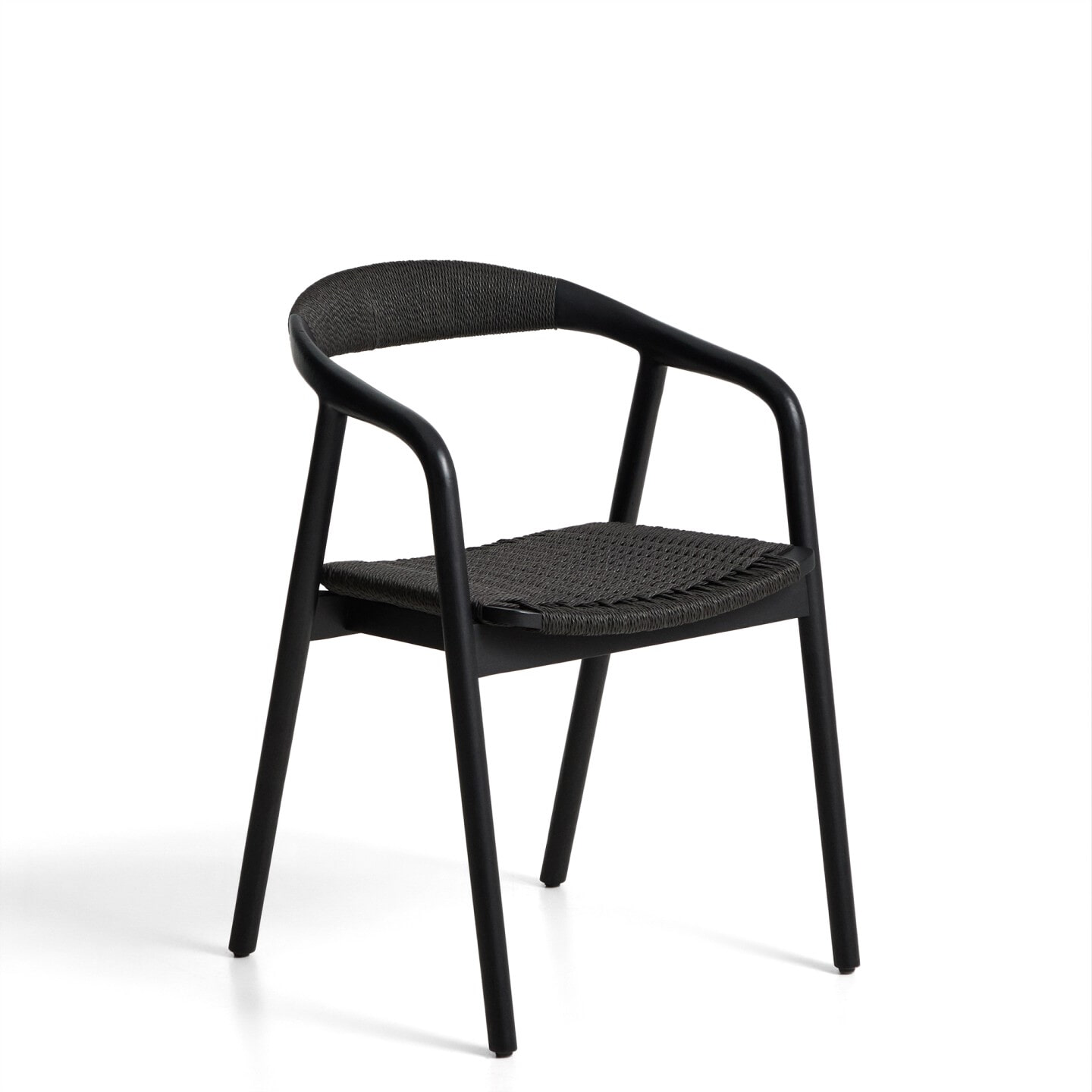 Kave Home Eetkamerstoel Derile Eikenhout - Zwart - 8447305075784