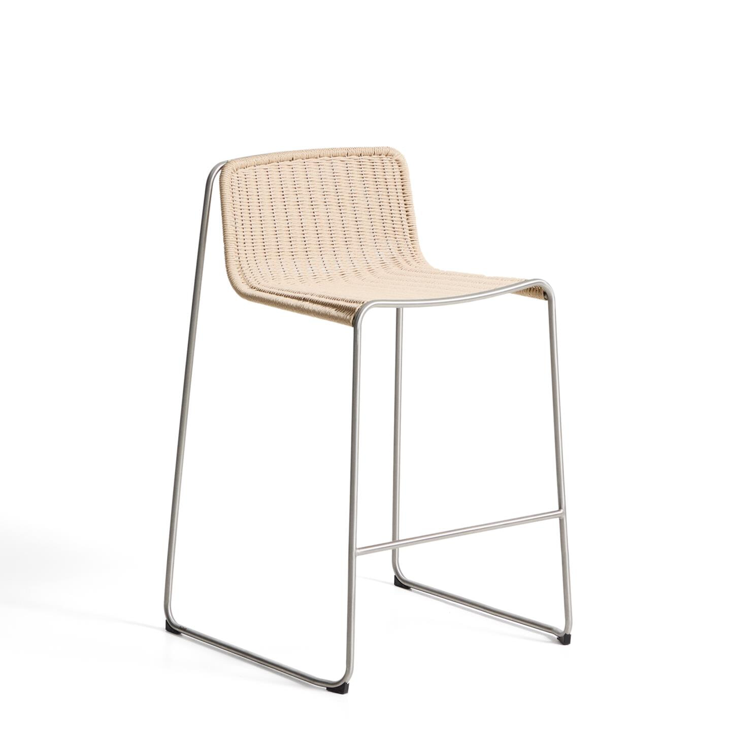 Kave Home Barkruk Tavari Touw en staal (zithoogte 75cm) - Beige - 8447305098103