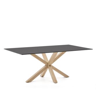 Kave Home Eettafel Argo Glas, 200 x 100cm - Zwart/Naturel - 8433840272948