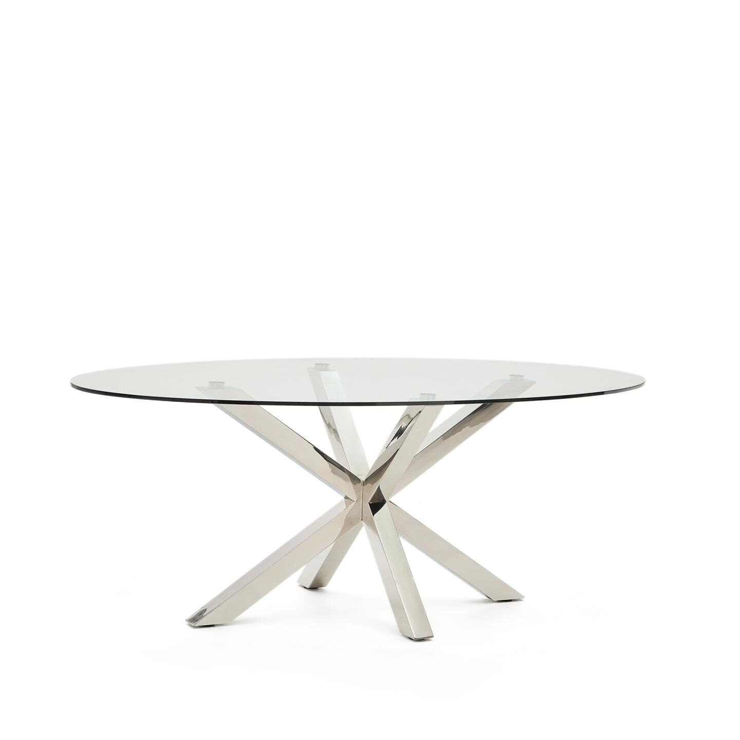 Kave Home Ovale Eettafel Argo Glas, 200 x 100cm - Zilver - Ovaal - 8433840918853