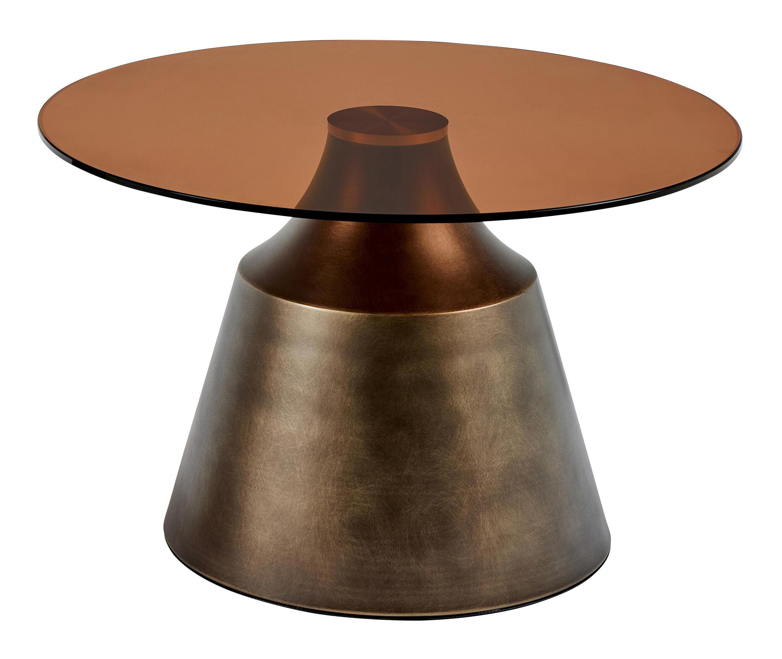 Bendt Ronde Salontafel Tameeka Glas en brons staal, 70cm - Bruin - 5713941416568