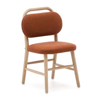 Kave Home Kinderstoel Helda Bouclé en eikenhout - Terracotta - 8433840946481
