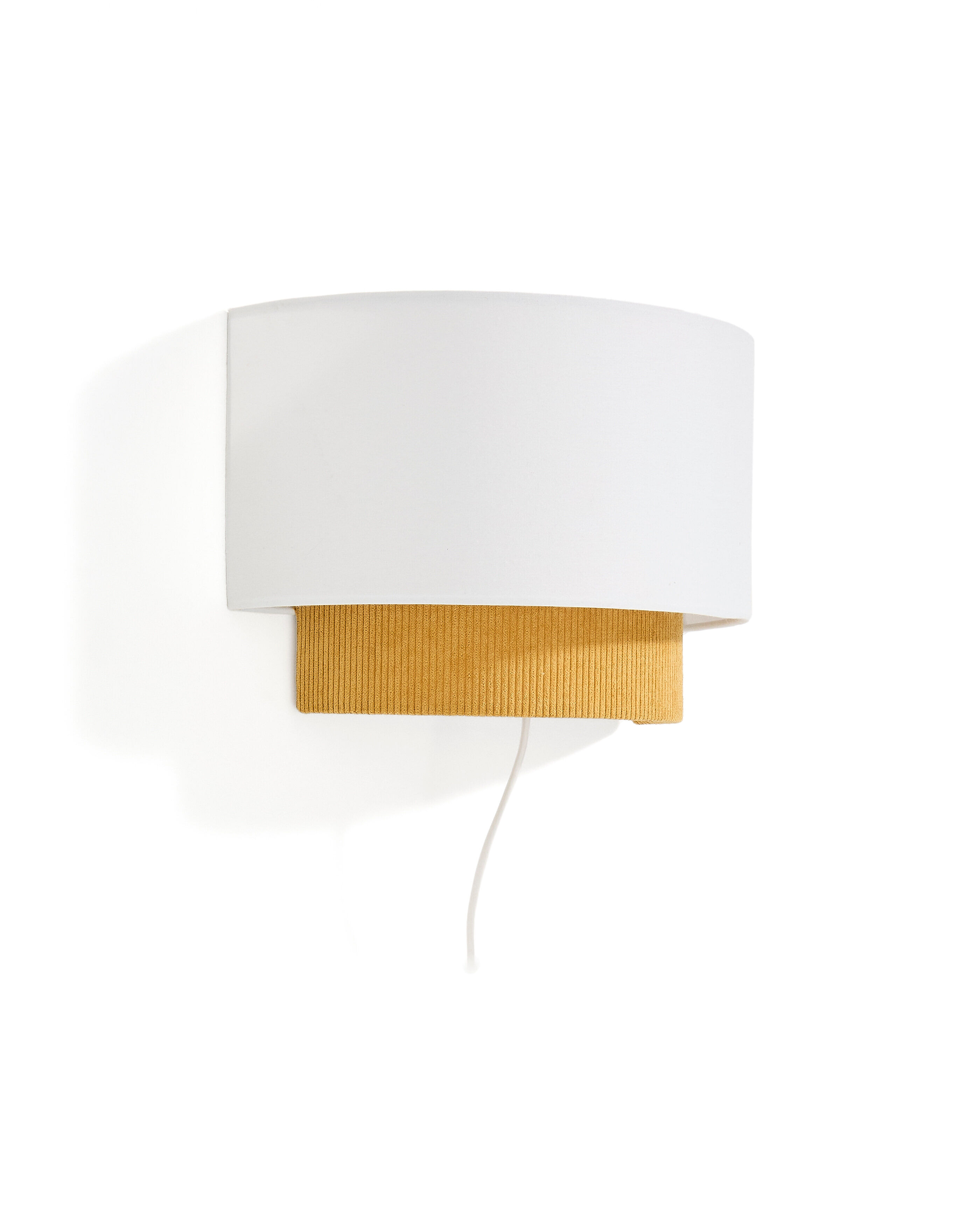 Kave Home Wandlamp Bianella Rib Velvet - Mosterdgeel - 8447305079591