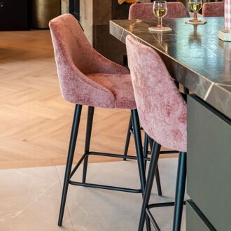 Richmond Barstoel Brooke Chenille - Roze (zithoogte 67cm) - 8720621691693