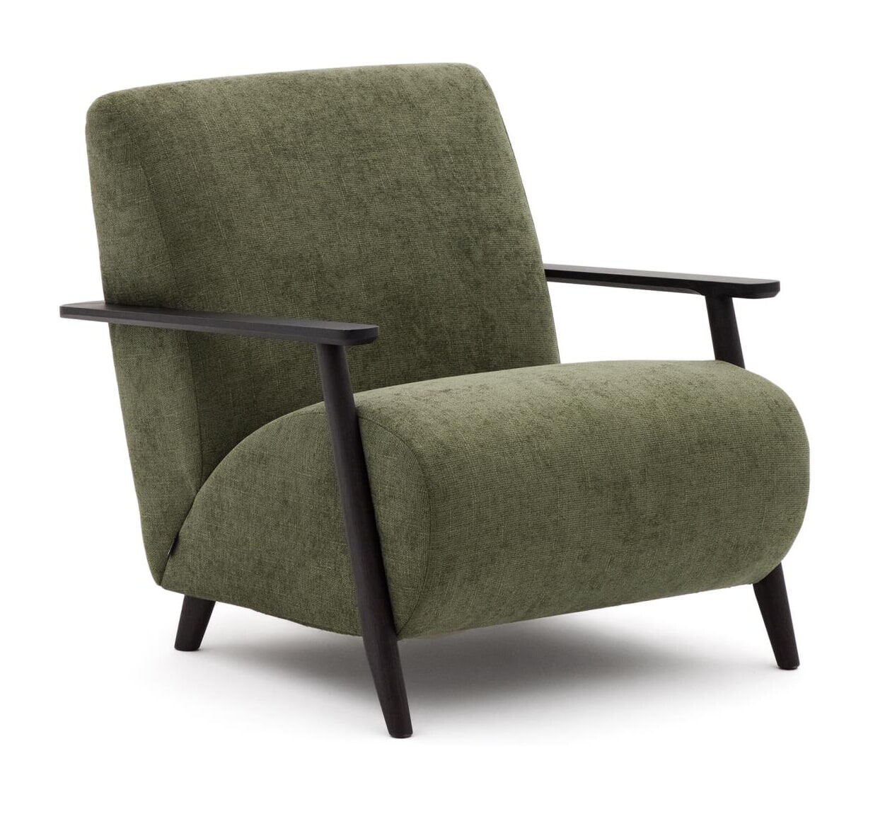 Kave Home Fauteuil Meghan Chenille - Groen/Zwart - 8433840987125