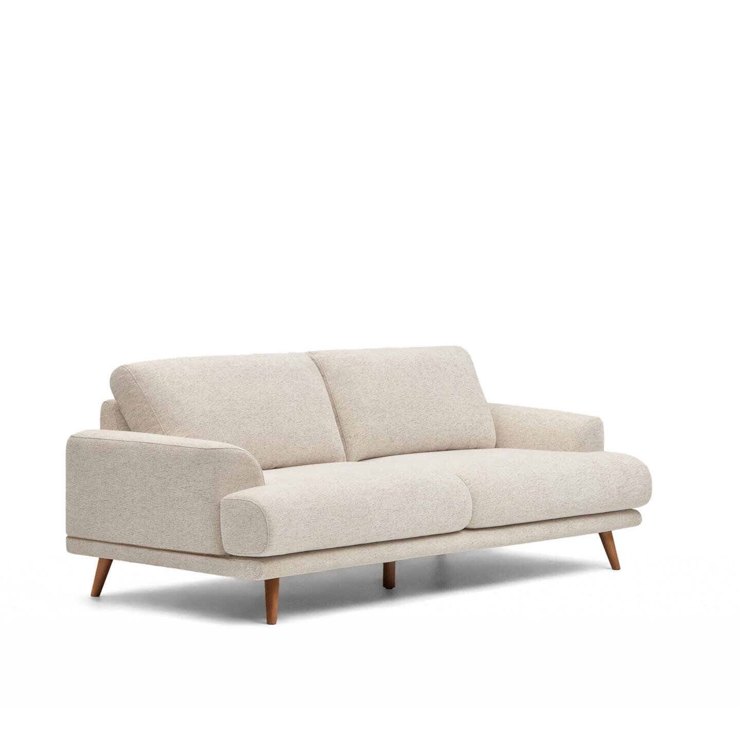 Kave Home 3-zits Bank Karin 231cm - Beige/Walnoot - 8447305171387