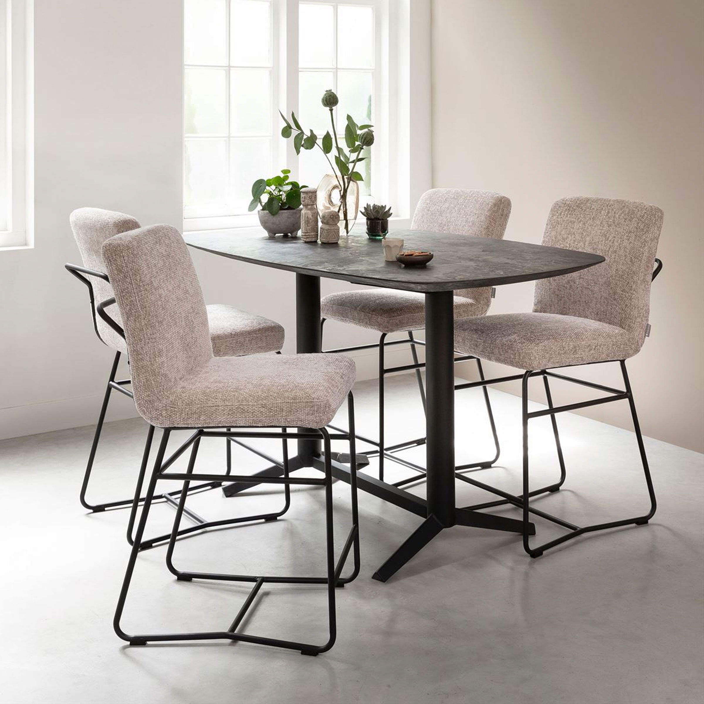 DTP Home Bartafel Soho Deens ovaal, Betonlook, 160 x 90cm - Zwart - 8720146507936