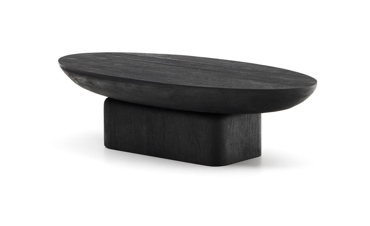 Kave Home Ovale Salontafel Ovak Acaciahout, 140 x 70cm - Zwart - Ovaal - 8447305033203