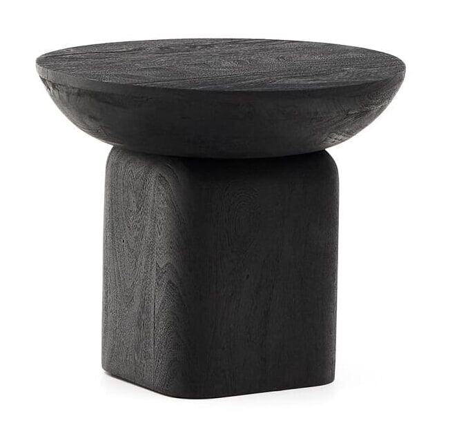 Kave Home Ronde Bijzettafel Ovak Acaciahout, 50cm - Zwart - 8447305033197