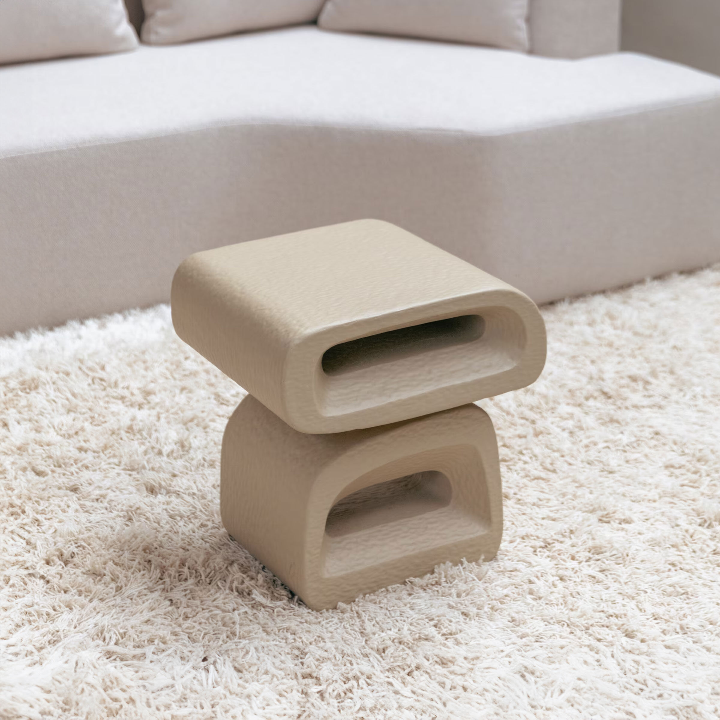Zuiver Bijzettafel Eddy Resin, 43 x 35cm - Beige - 8718548087729