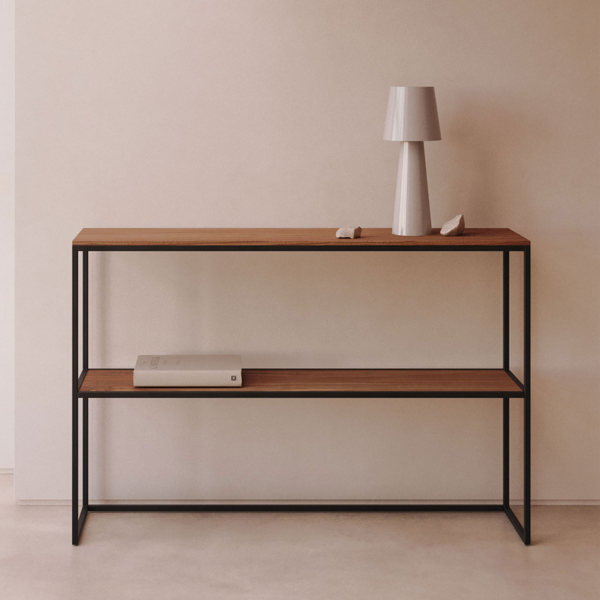 Kave Home Sidetable Yoana Walnoot en metaal, 120cm - - 8433840786995