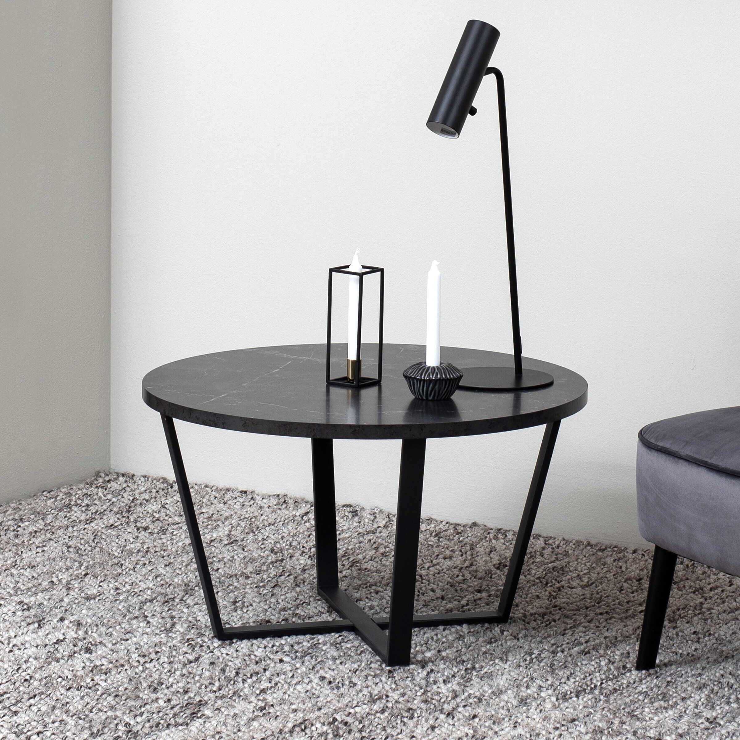 Bendt Ronde Salontafel Per Zwart Marmerlook, Ø77cm - 5713941108142