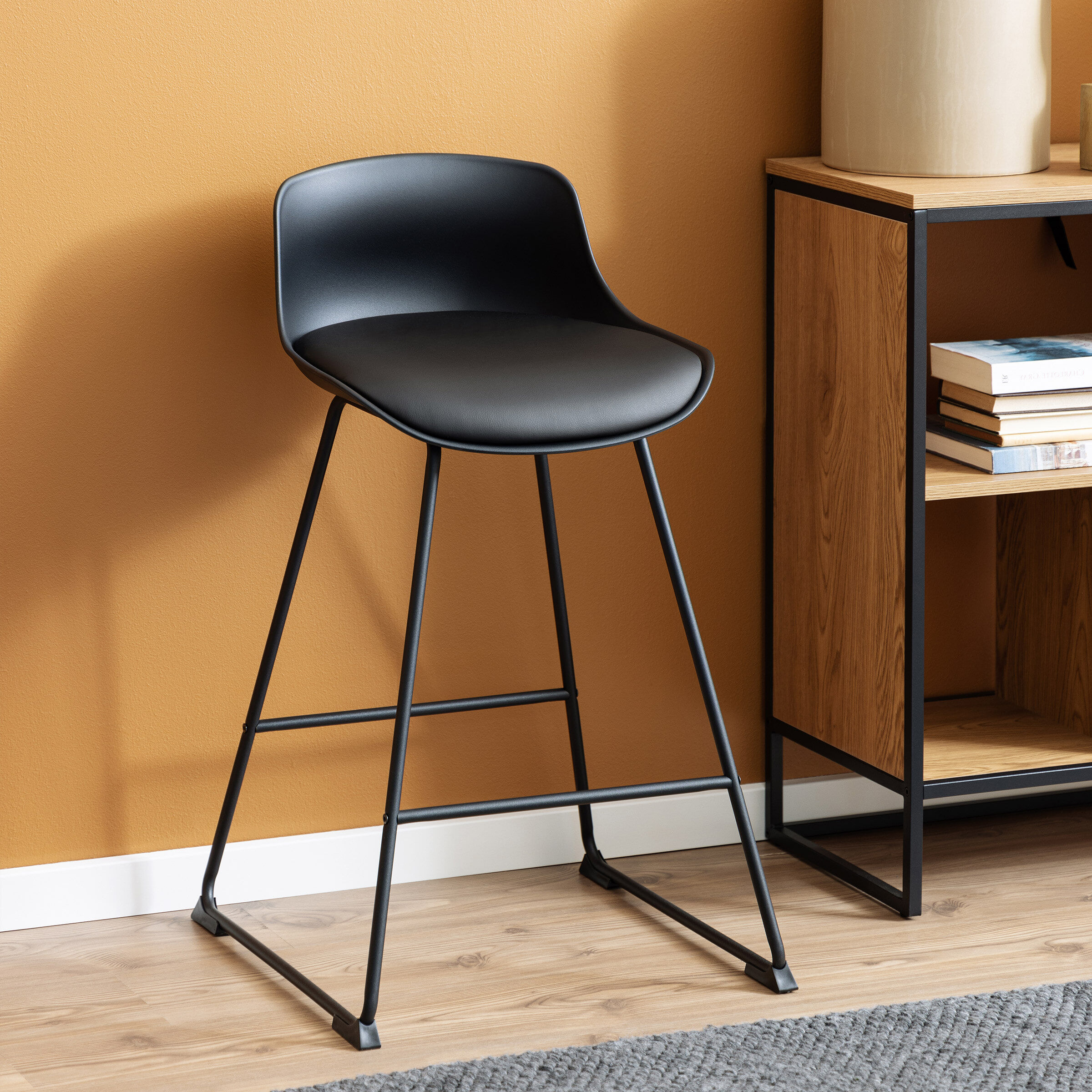 Bendt Barstoel Pelle PU - Zwart (zithoogte 66cm) - 5713941246196