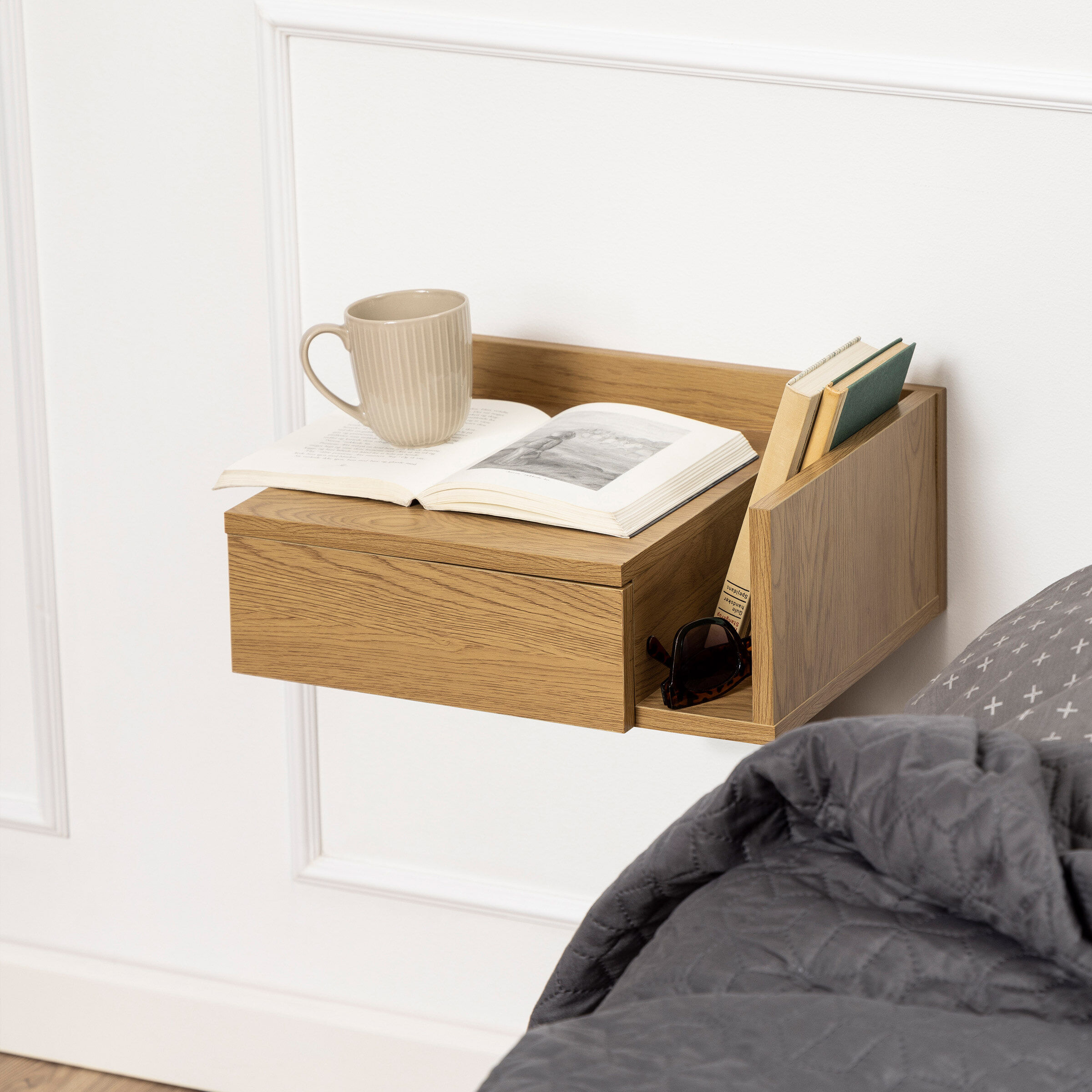 Bendt Zwevend Nachtkastje Cecilie met vakje - Naturel - 5713941248152