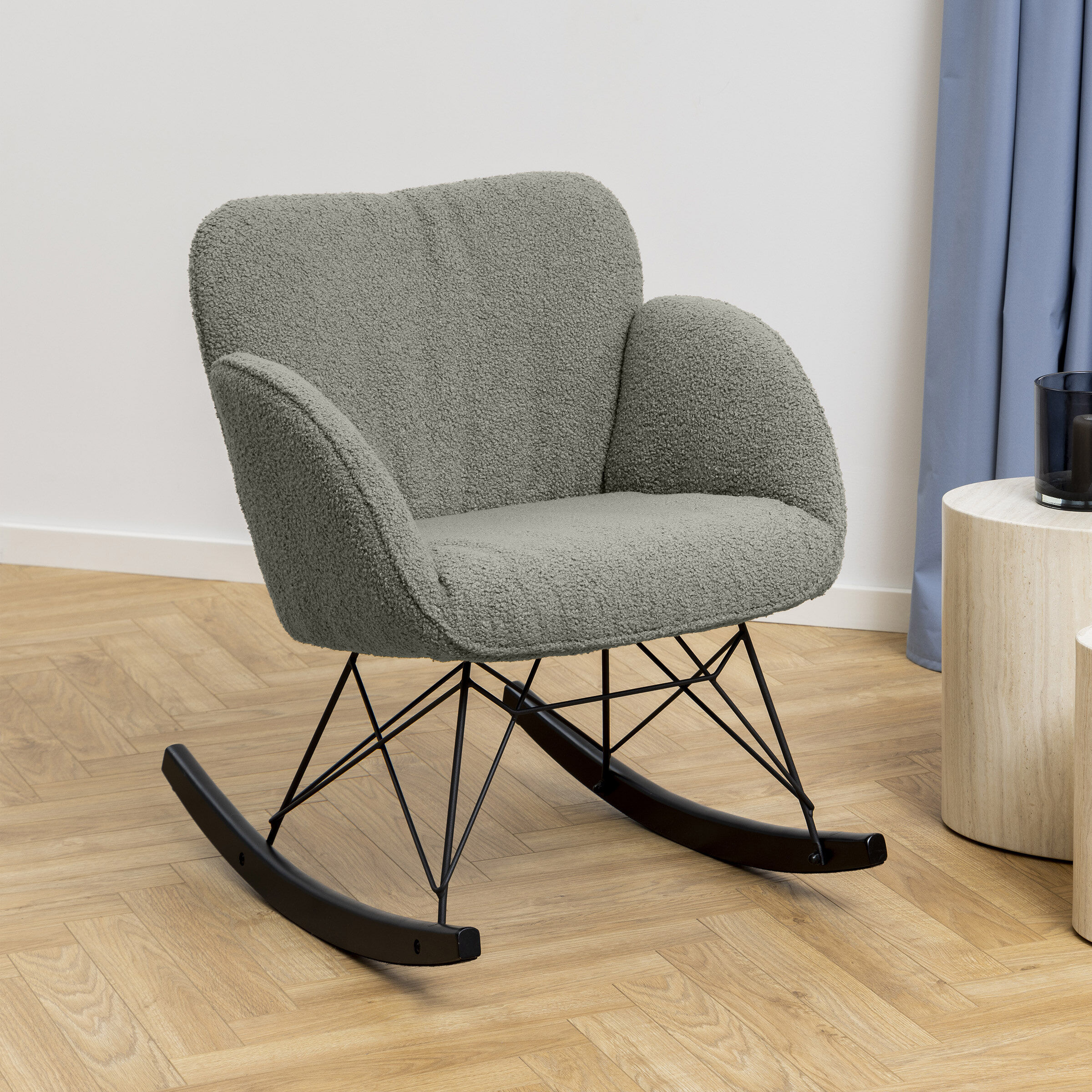 Bendt Schommelstoel Quintus Teddy - Grijs/Bruin - 5713941269287