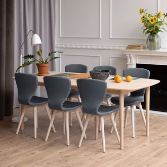 Bendt Eettafel Ove Eiken Whitewash, 210 x 100cm - Wit - 5713941177841