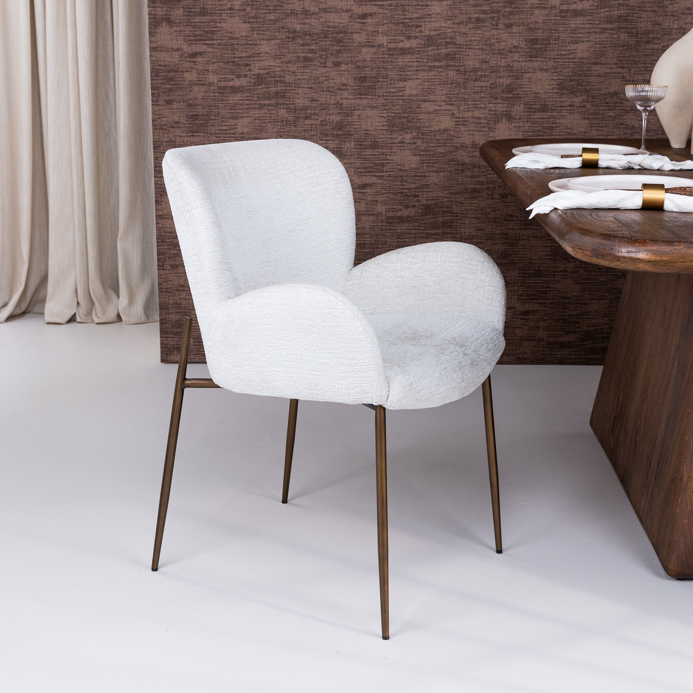 Richmond Eetkamerstoel Amber Chenille - Crème - 8721009401866