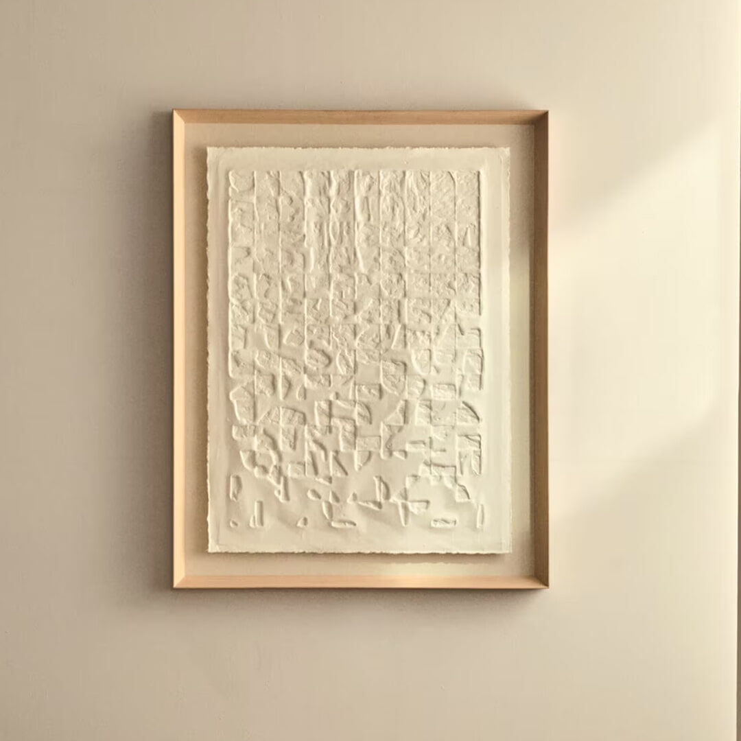 Kave Home Schilderij Annia Papier Maché, 90 x 70cm - Wit - 8433840954509