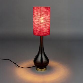 Dutchbone Tafellamp Jules Geweven stof en glas - Rood - 8718548100541