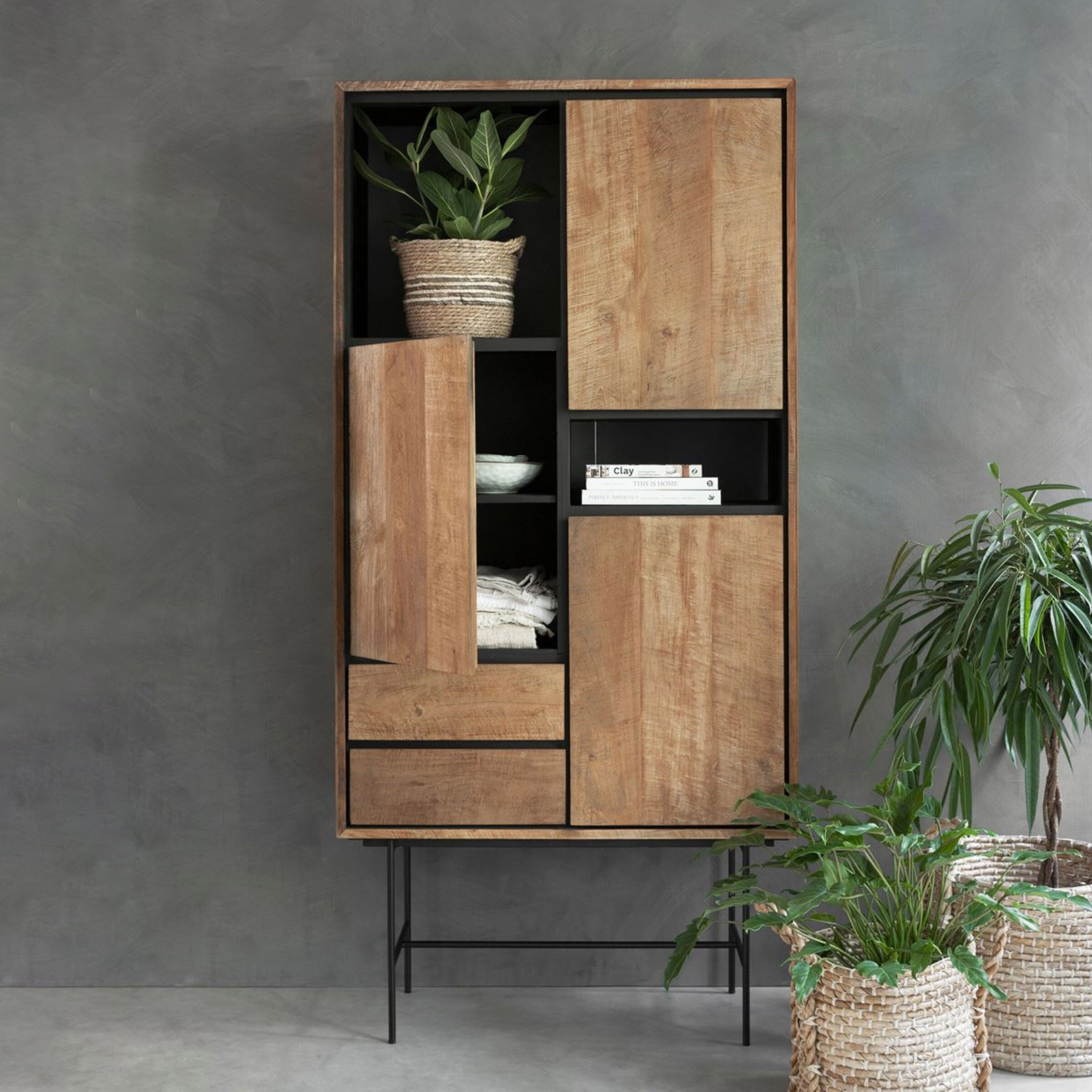 DTP Home Boekenkast Metropole Teakhout, 210 x 100cm - Naturel - 8720146505604