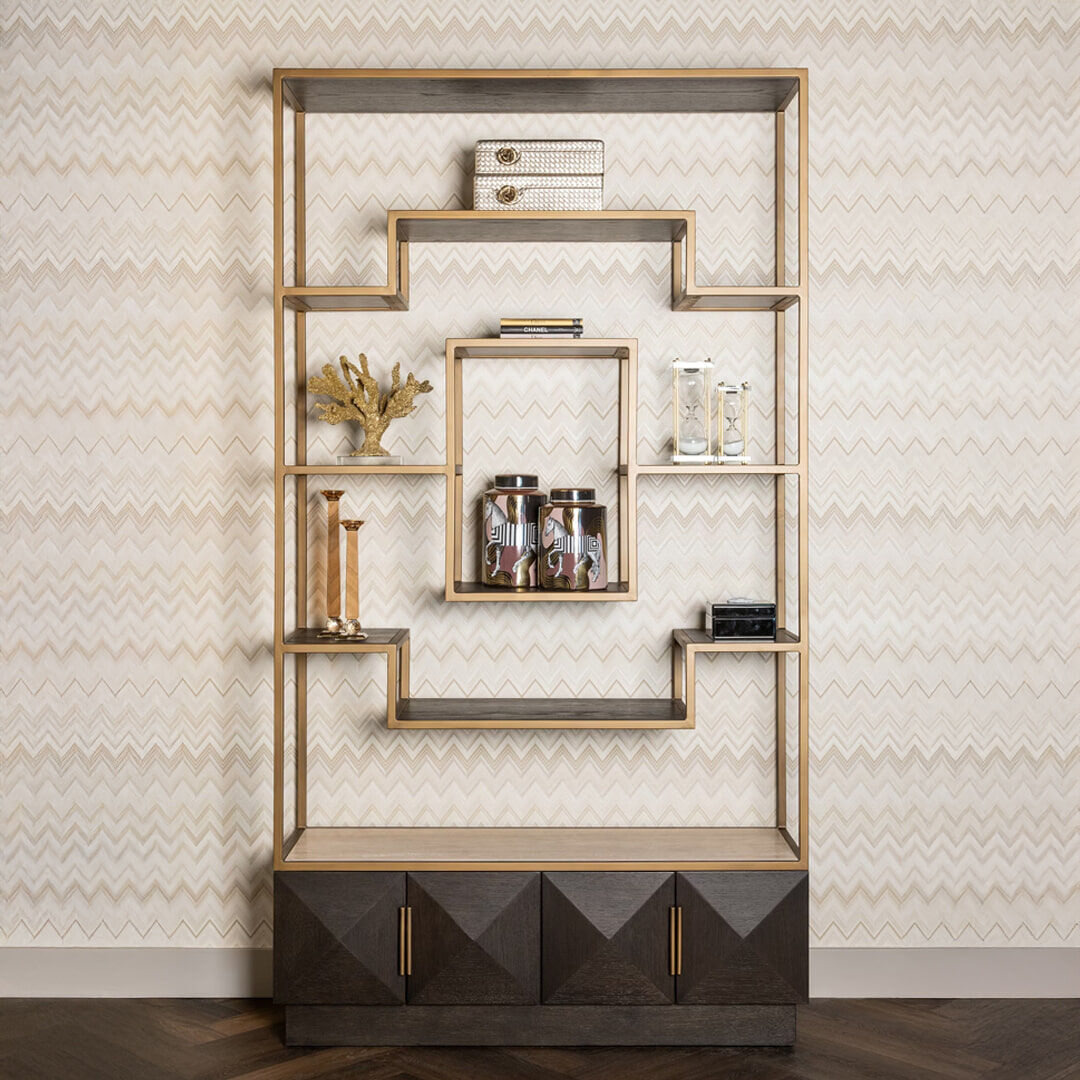 Richmond Wandkast Claremont Eiken en travertin, 220 x 120cm - Bruin - 8721009408100