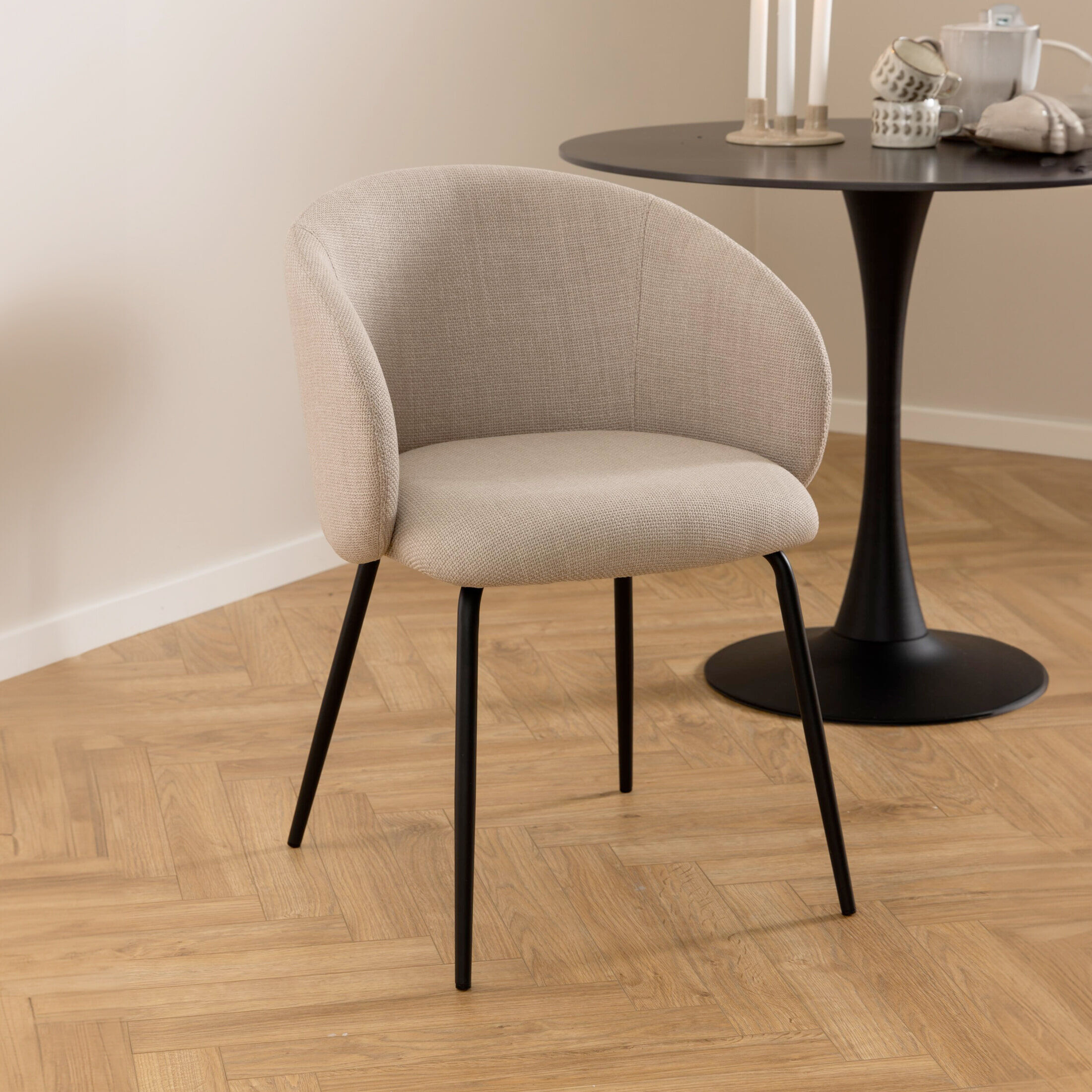 Bendt Eetkamerstoel Cristi Structuurstof - Beige - 5713941292063