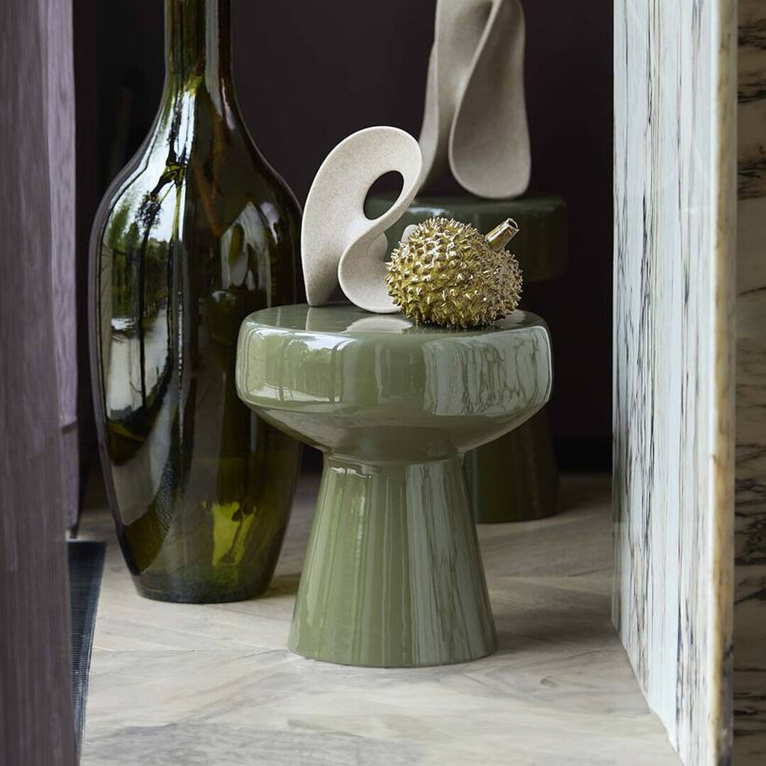 Light & Living Bijzettafel Dakwa 38cm - Olijfgroen - Rond - 8717807705077