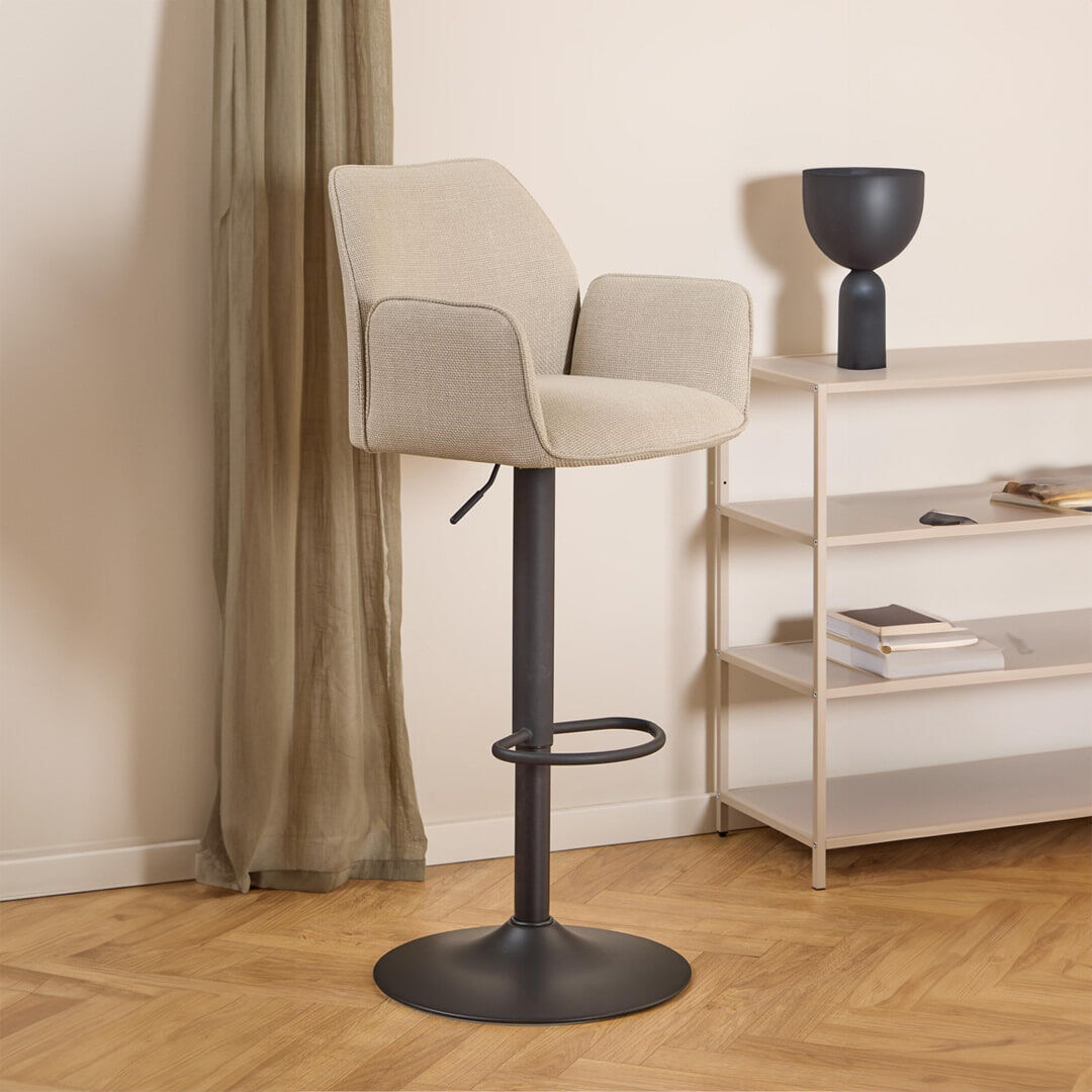 Bendt Draaibare Barkruk Dantrell Structuurstof - Beige (zithoogte 65-85cm) - 5713941369499