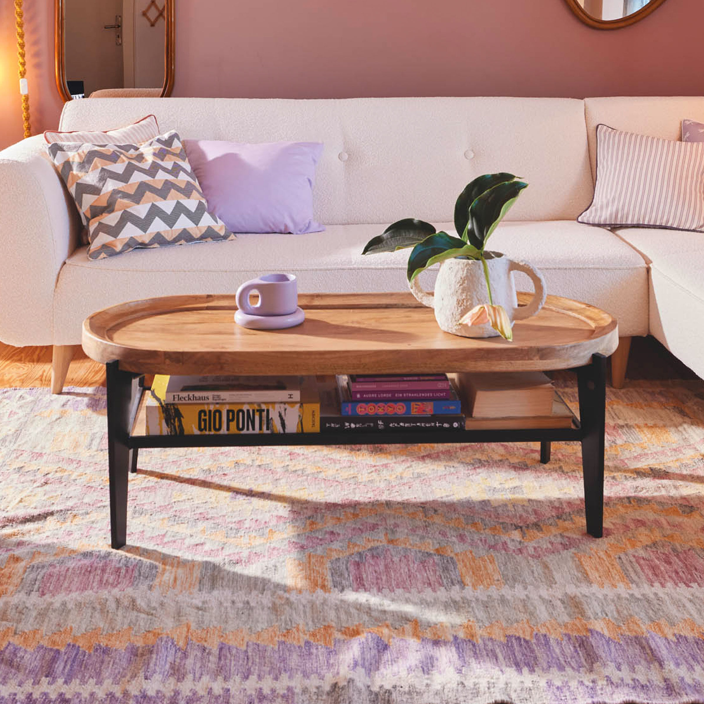 Tom Tailor Ovale Salontafel Deke Mangohout en metaal, 120 x 50cm - Bruin - Ovaal - 4055195128486