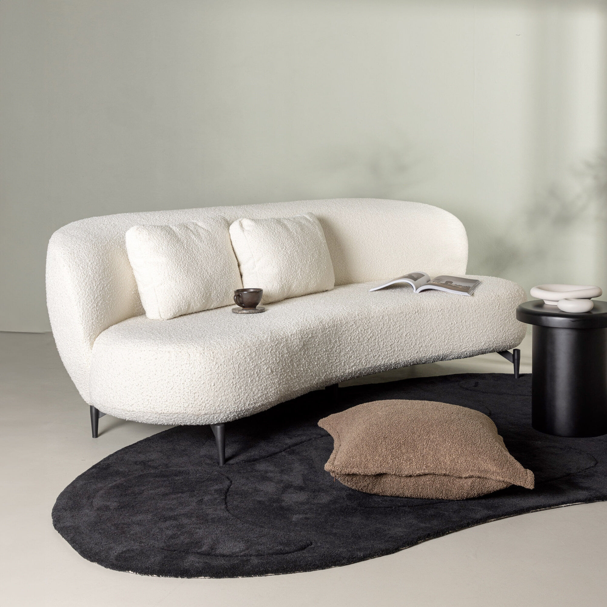 Nohr Organische 3-zits Bank Delinda Bouclé, 224cm - Wit - 7340206958150