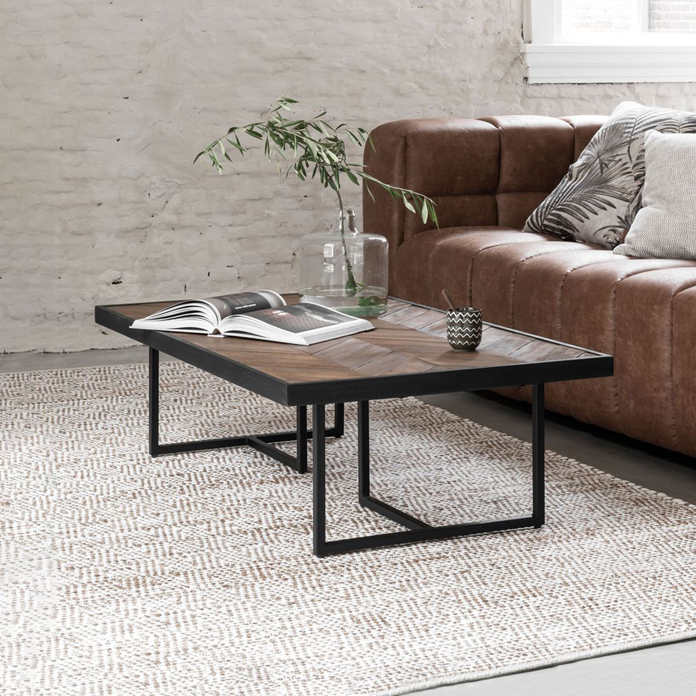 DTP Home Salontafel Criss Cross Hout en staal, 120 x 70cm - Naturel - Japandi - 8720146503334
