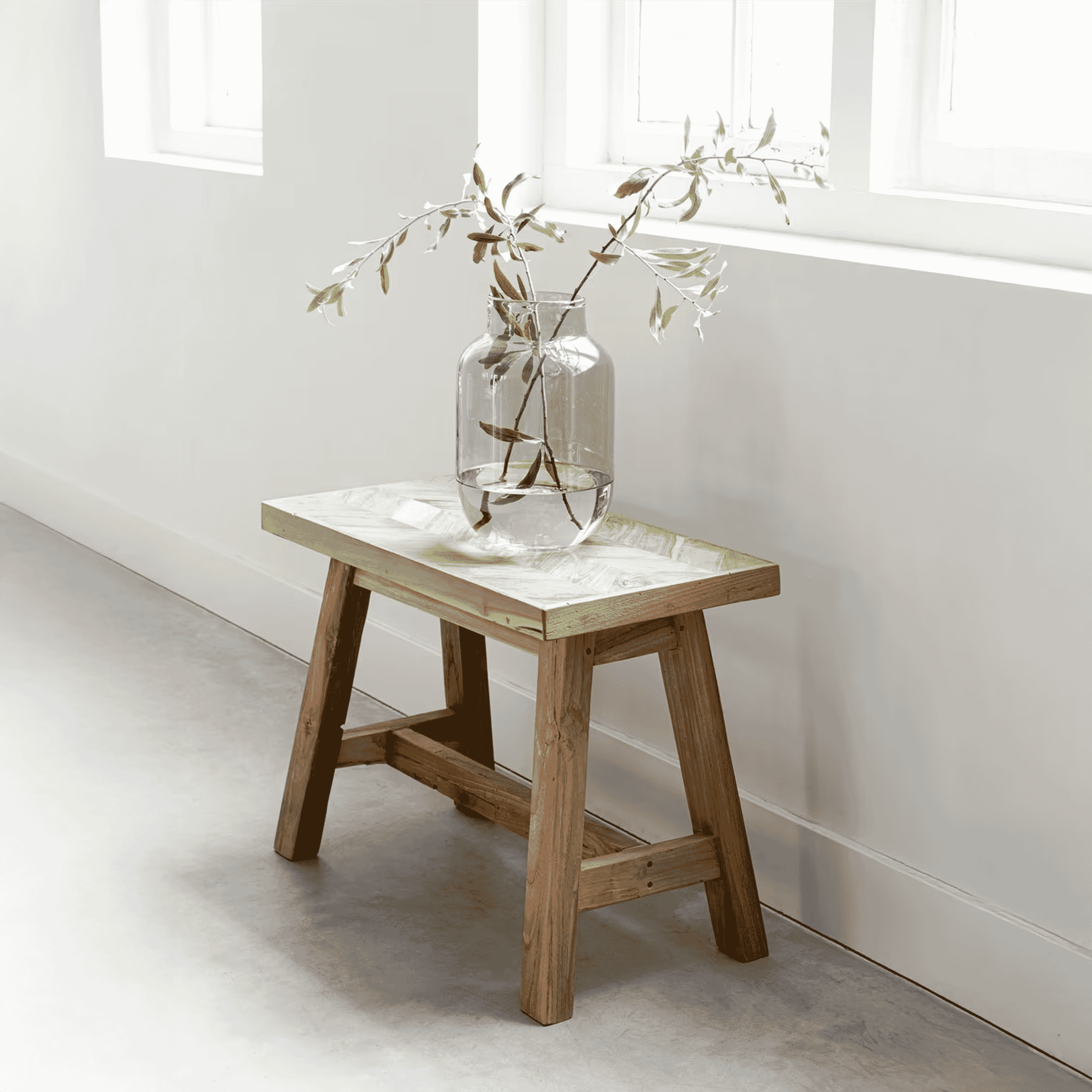 MUST Living Krukje Herringbone Teakhout, 60cm - Naturel - 8720146504799