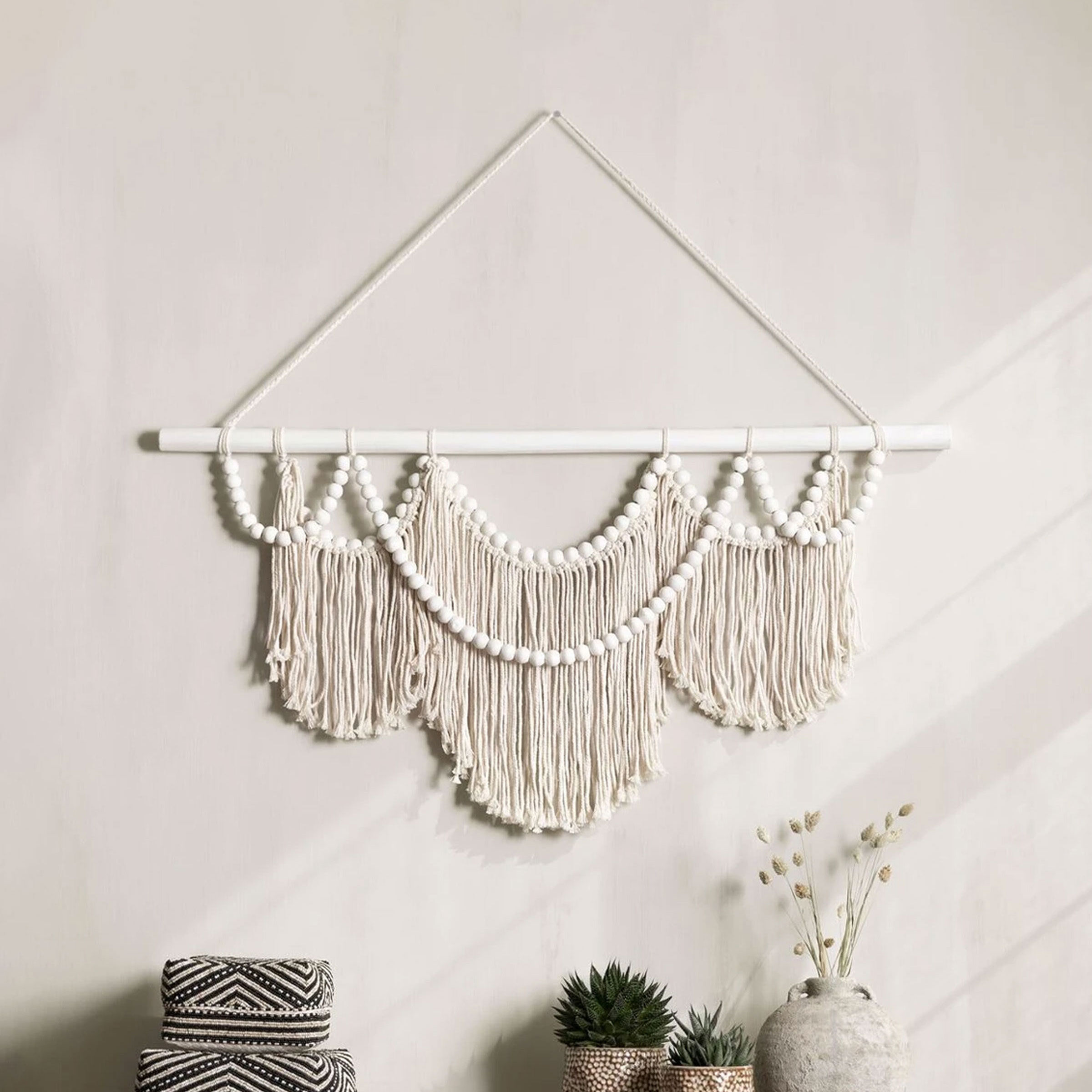 MUST Living Wanddecoratie Boho Chic Macramé - Wit - 8720146505109