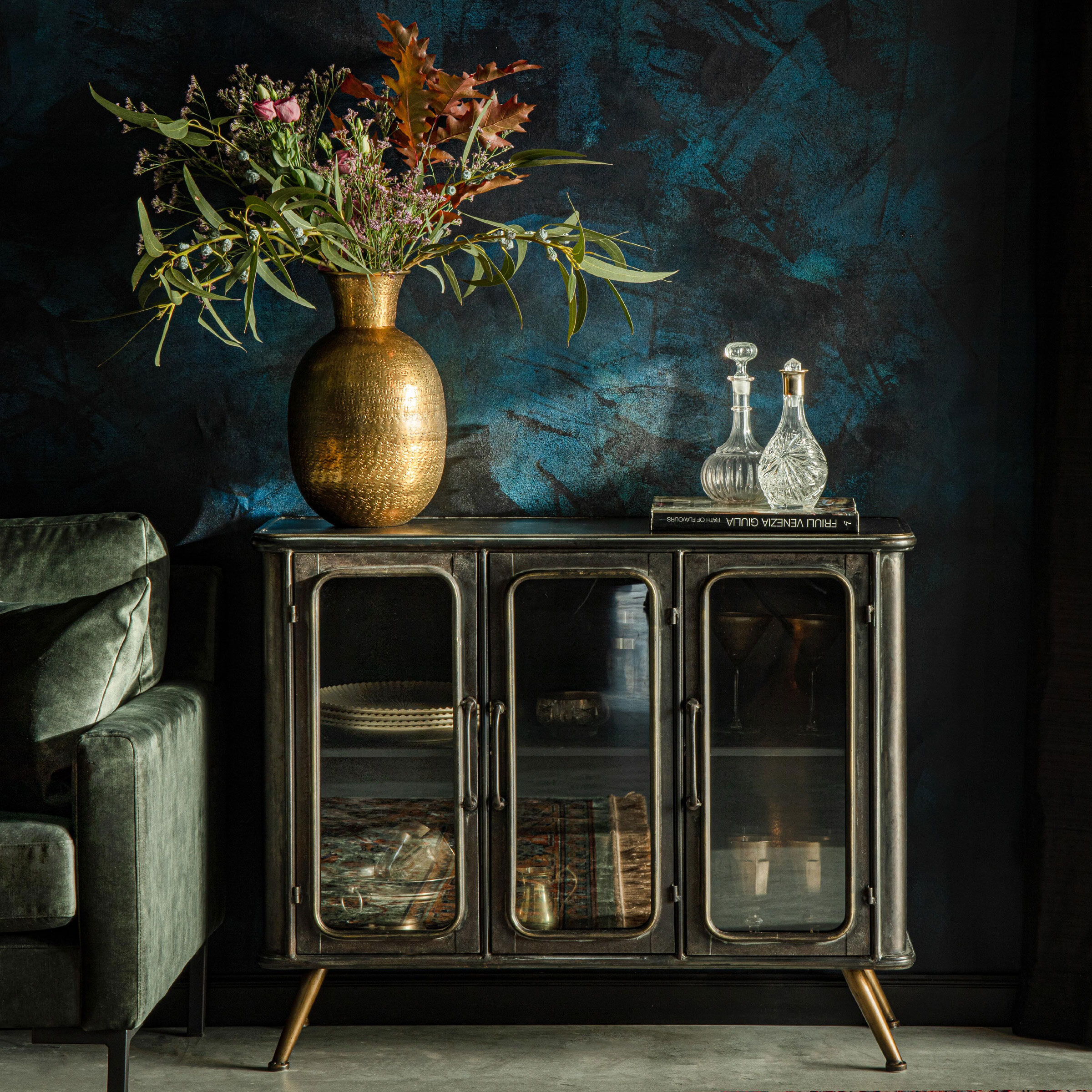 Dutchbone Dressoir Denza Vintage Finish, 100cm - Zwart - 8718548052741