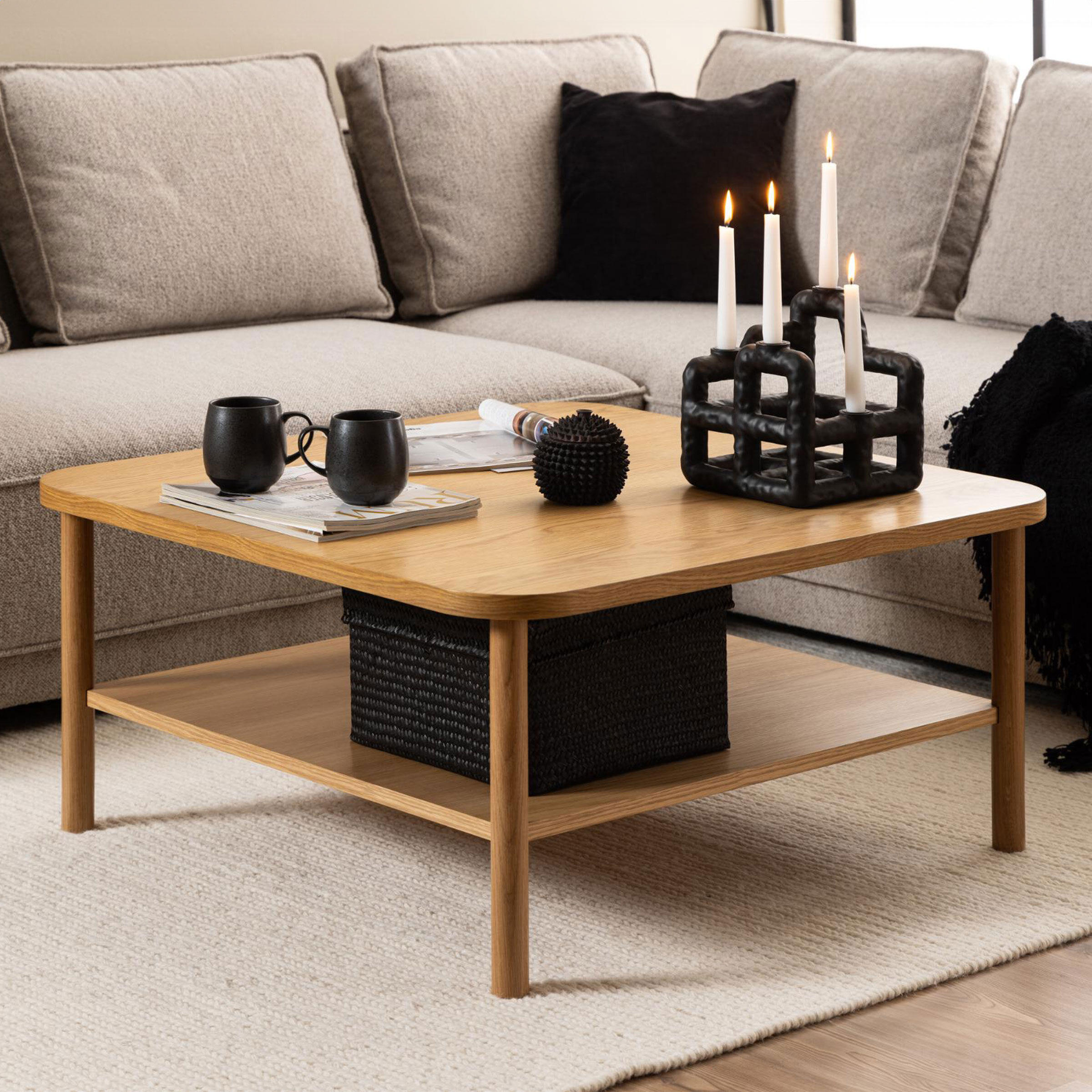 Bendt Salontafel Jazzmen Eiken, 90 x 90cm - Naturel - Vierkant - 5713941320650