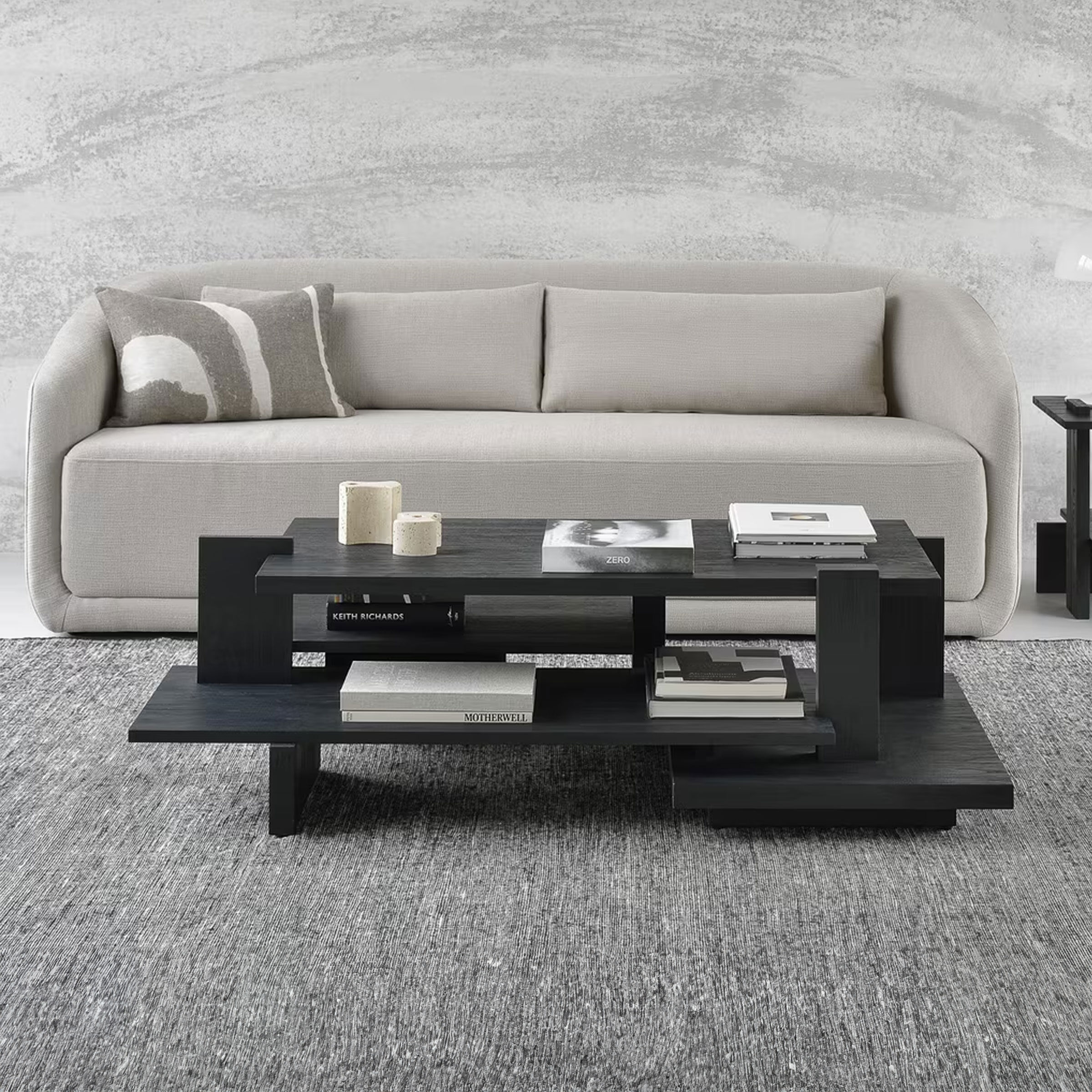 Ethnicraft Salontafel Abstract Gevernist Teakhout, 140 x 85cm - Zwart - 5404023614971