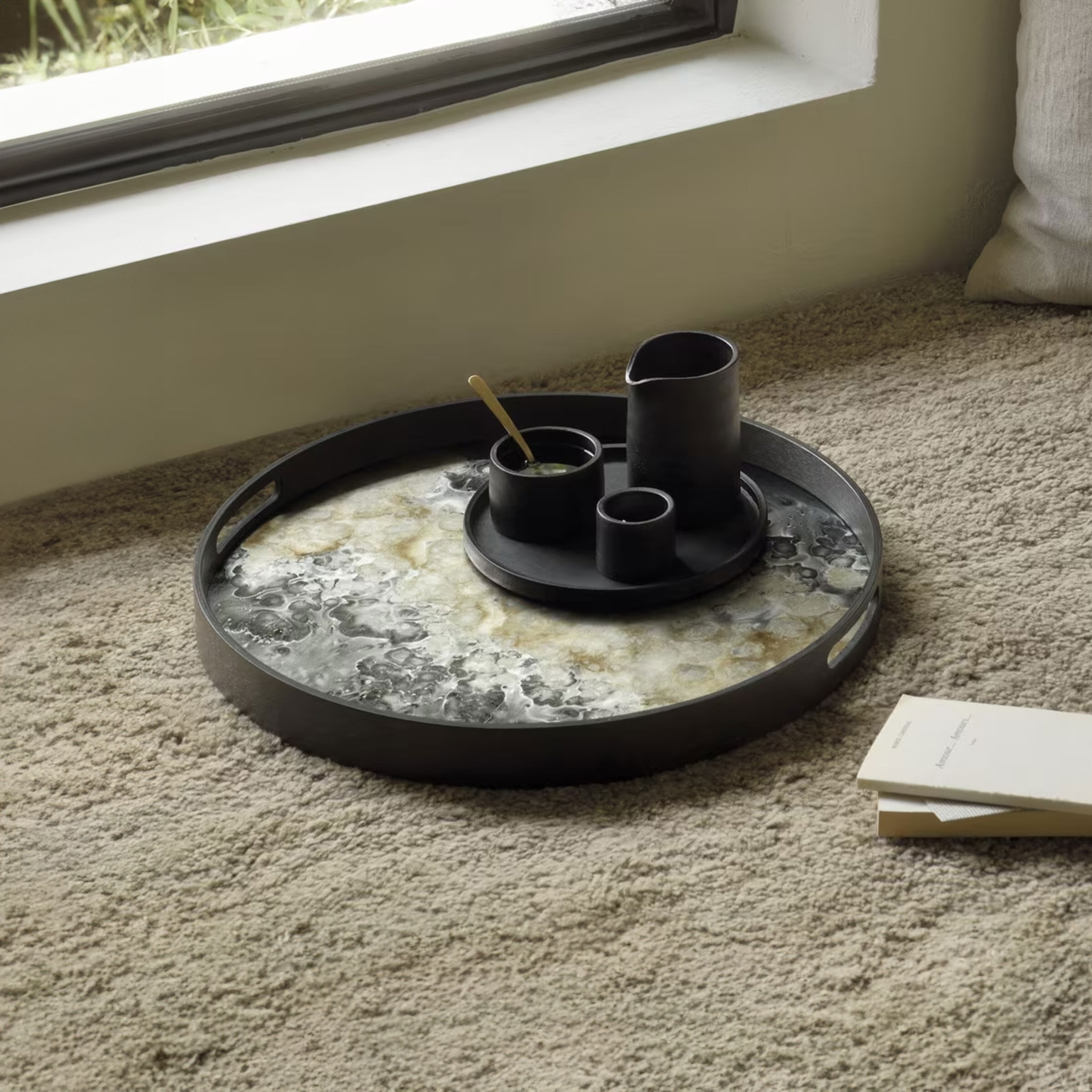 Ethnicraft Rond Dienblad Organic 48cm - Zwart - 5404023616234