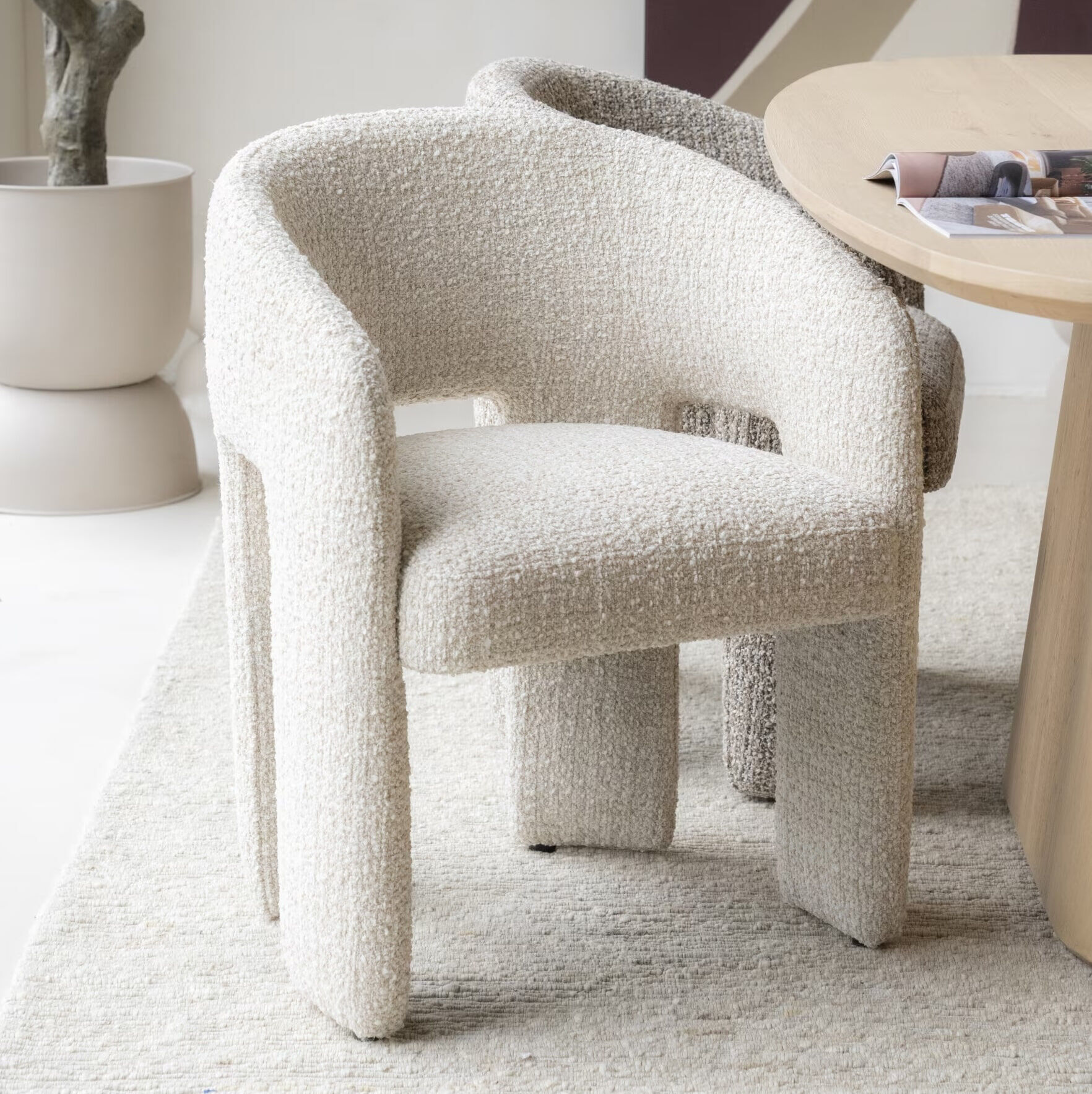 Eleonora Eetkamerstoel Hamilton Grove Bouclé - Beige - 8719087031297