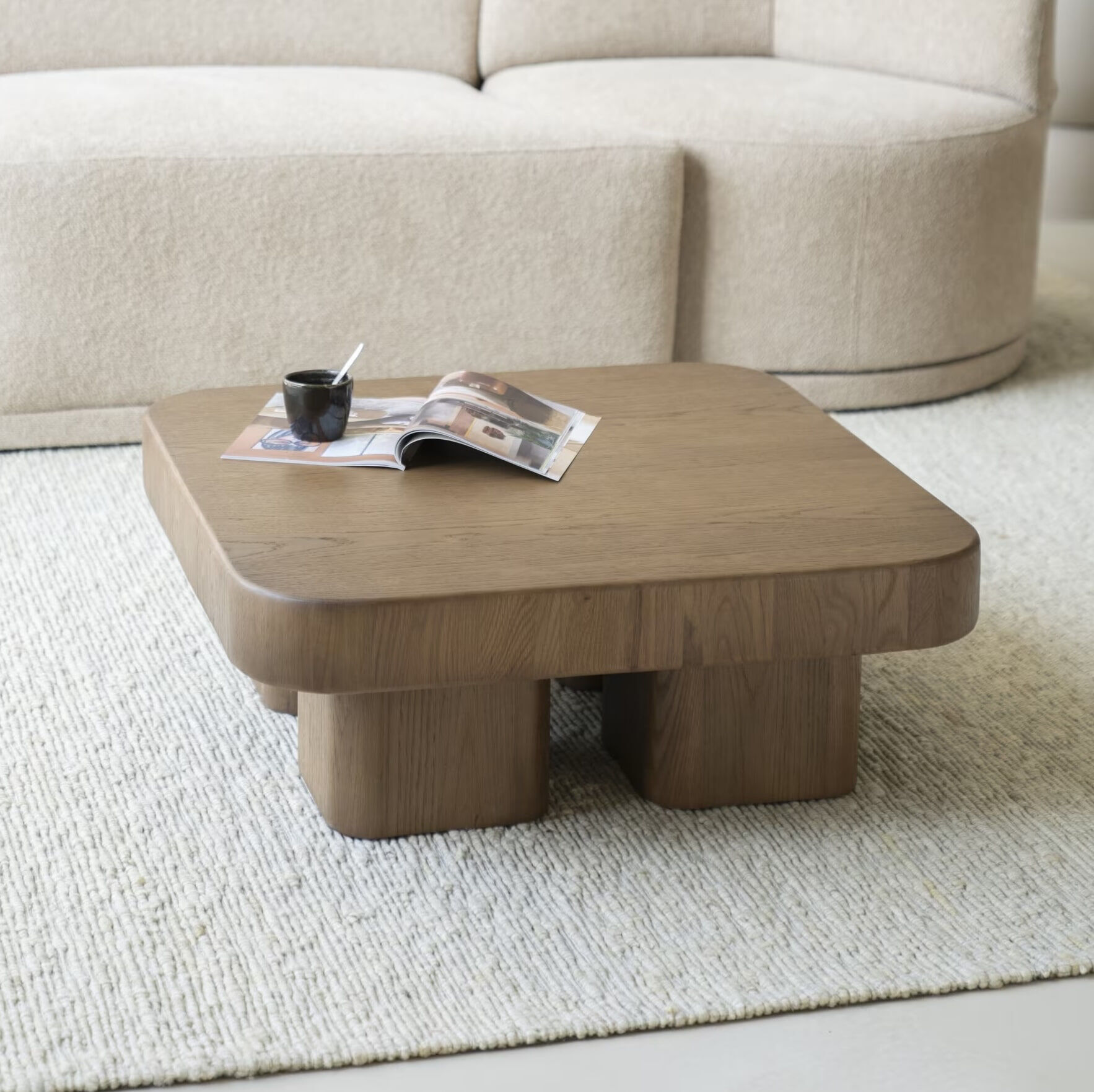 Eleonora Salontafel Harmonie Eiken, 80 x 80cm - Bruin - Vierkant - Japandi - 8719087031136